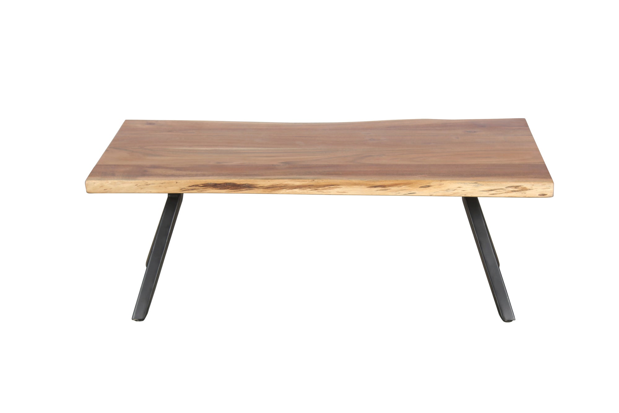 Couchtisch CHETA / Akazie natur, Metall schwarz / mit Baumkante / B 115, H 37, T 60 cm