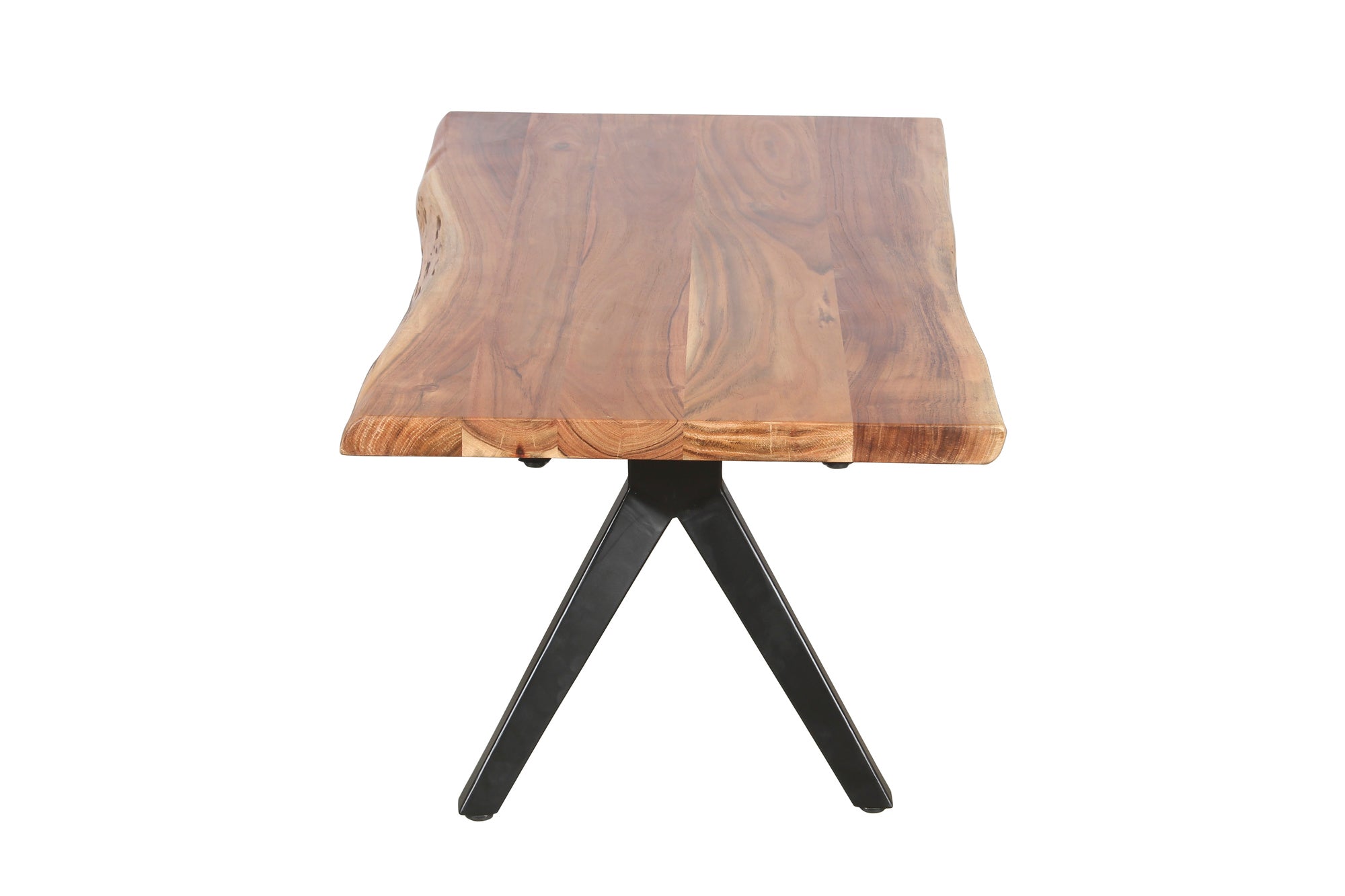Couchtisch CHETA / Akazie natur, Metall schwarz / mit Baumkante / B 115, H 37, T 60 cm