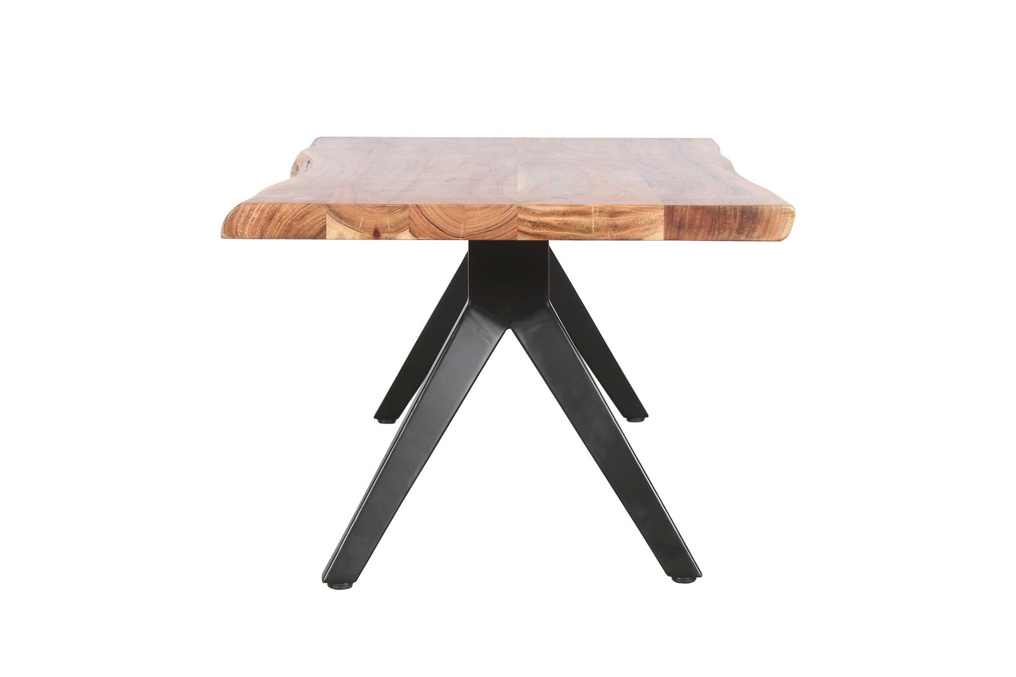 Couchtisch CHETA / Akazie natur, Metall schwarz / mit Baumkante / B 115, H 37, T 60 cm