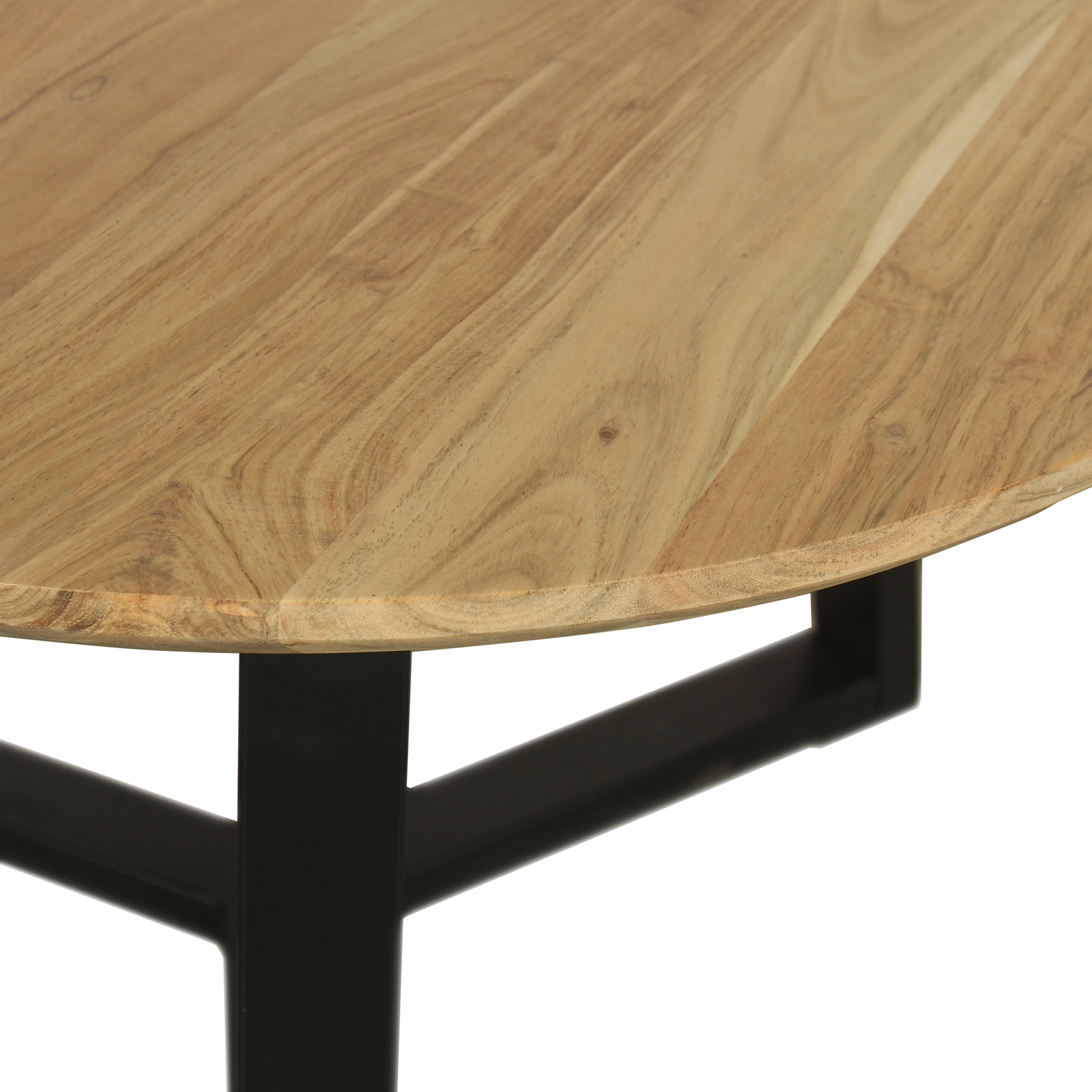 Couchtisch CROSS / Tischplatte Massivholz Akazie natur oder Marmor weiß / Gestell Metall schwarz / D 75 x H 46cm