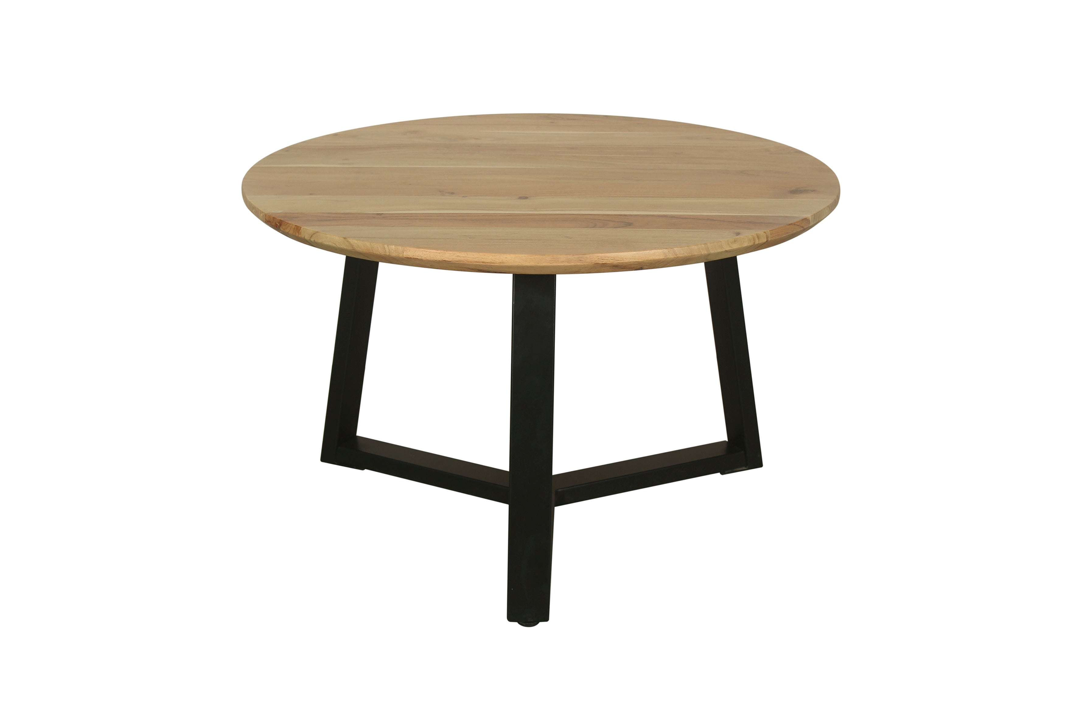 Couchtisch CROSS / Tischplatte Massivholz Akazie natur oder Marmor weiß / Gestell Metall schwarz / D 75 x H 46cm