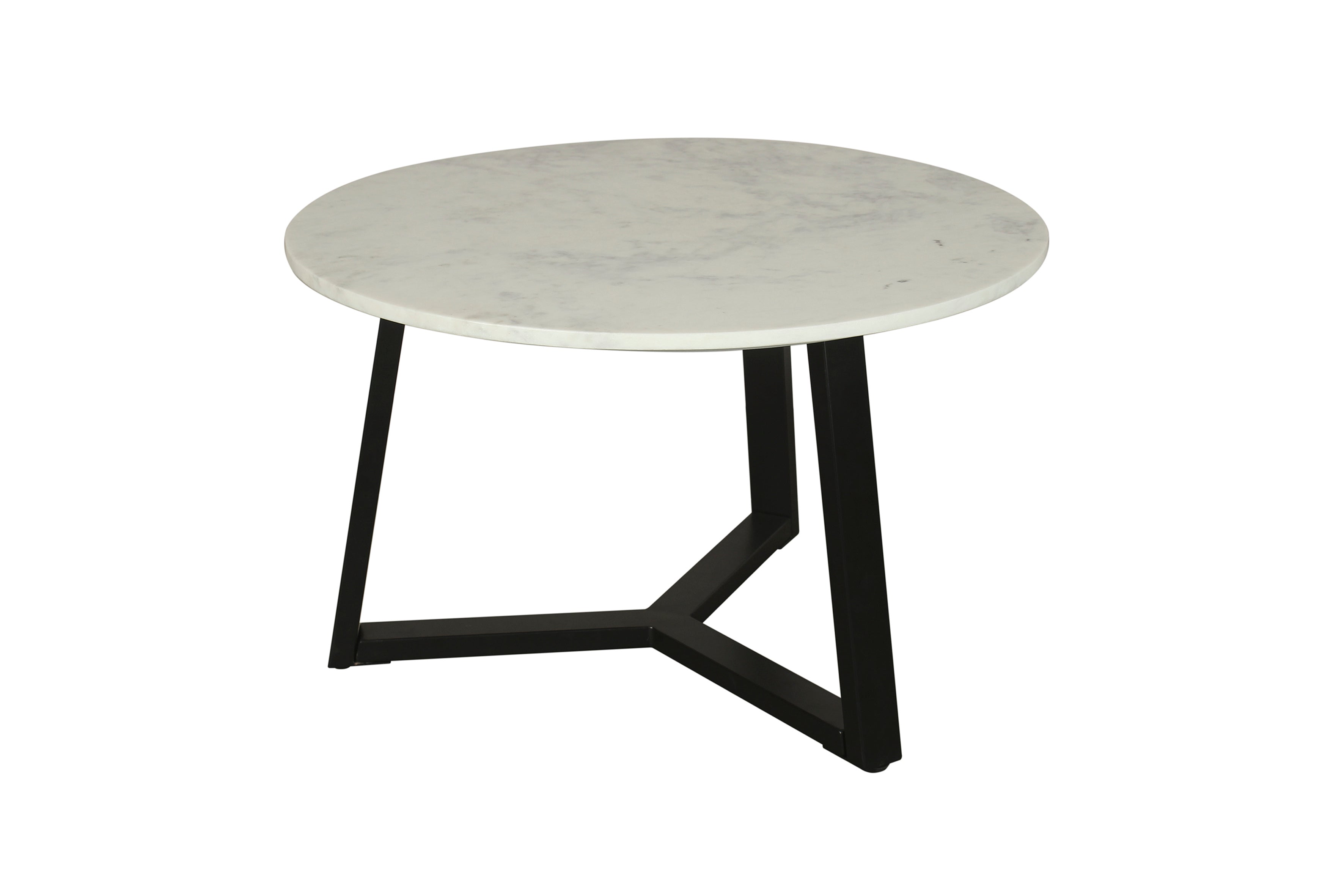 Couchtisch CROSS / Tischplatte Massivholz Akazie natur oder Marmor weiß / Gestell Metall schwarz / D 75 x H 46cm