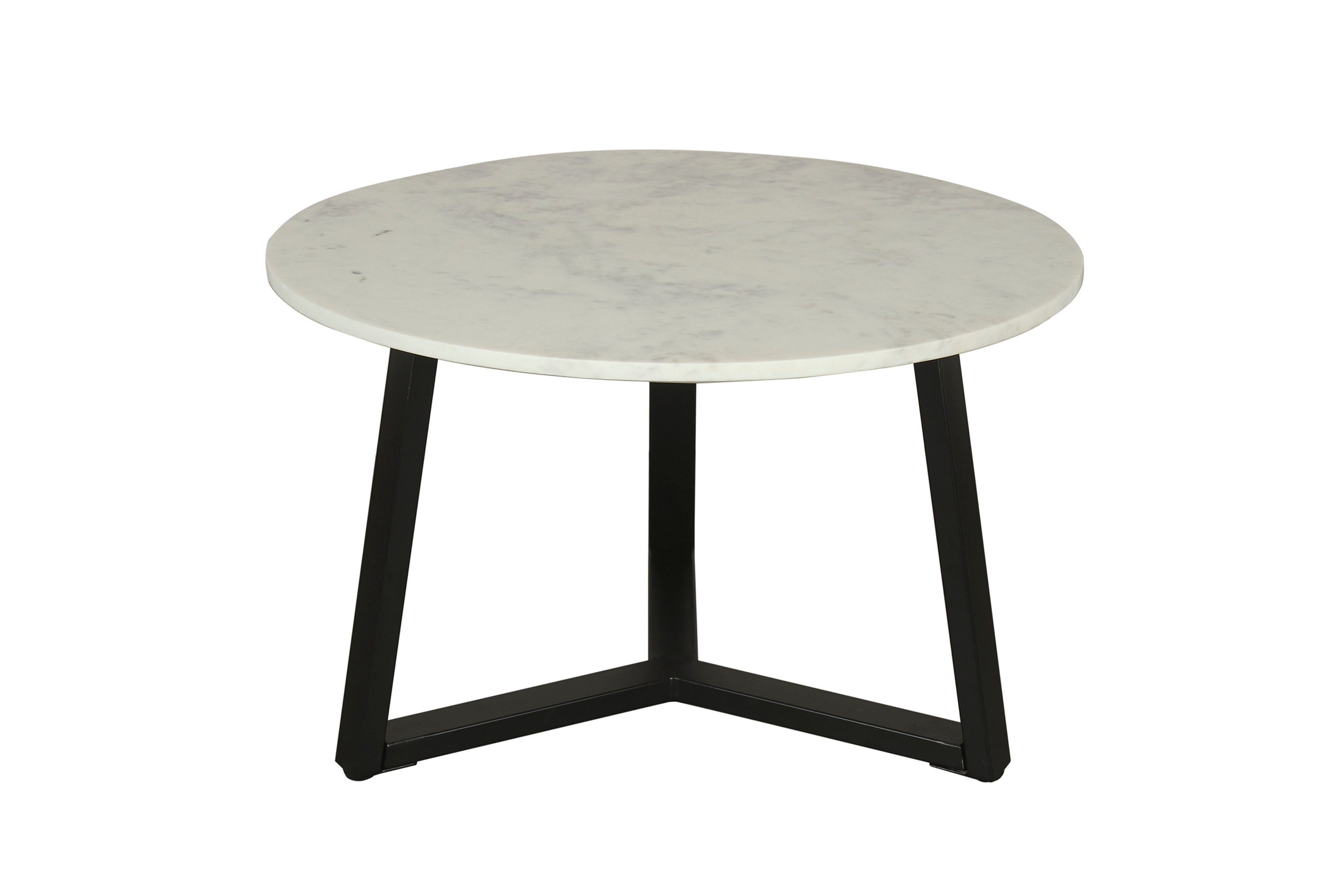 Couchtisch CROSS / Tischplatte Massivholz Akazie natur oder Marmor weiß / Gestell Metall schwarz / D 75 x H 46cm
