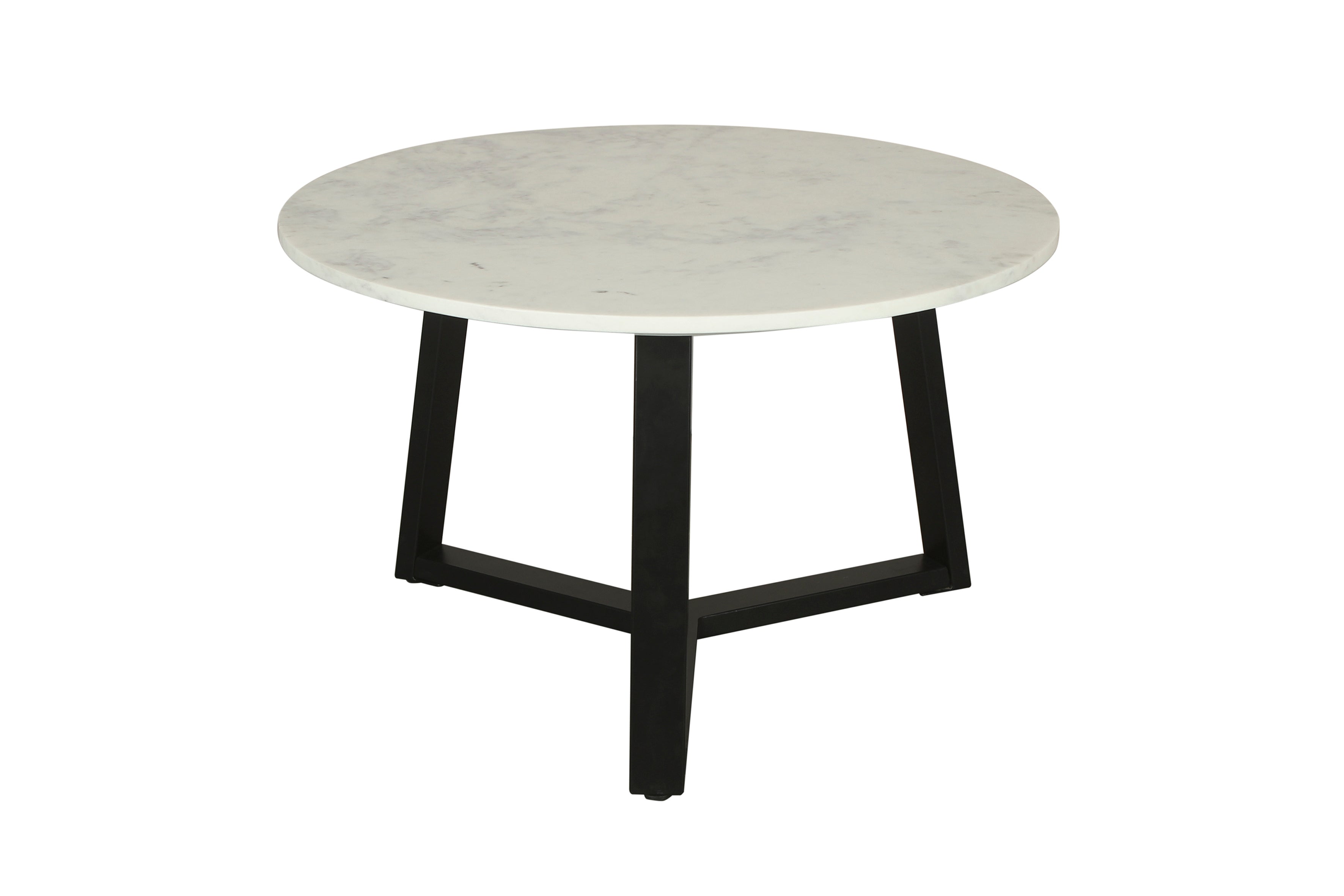 Couchtisch CROSS / Tischplatte Massivholz Akazie natur oder Marmor weiß / Gestell Metall schwarz / D 75 x H 46cm