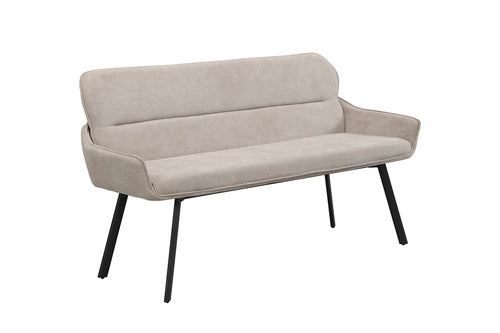 Bank RICO / Webstoffbezug in dunkelgrau oder taupe, Gestell in schwarz / Taschenfederkern, aufgedoppelter Rücken / Esszimmerbank, Sitzbank / B 140 x H 90 x T 62 cm oder B 160 x H 90 x T 62 cm