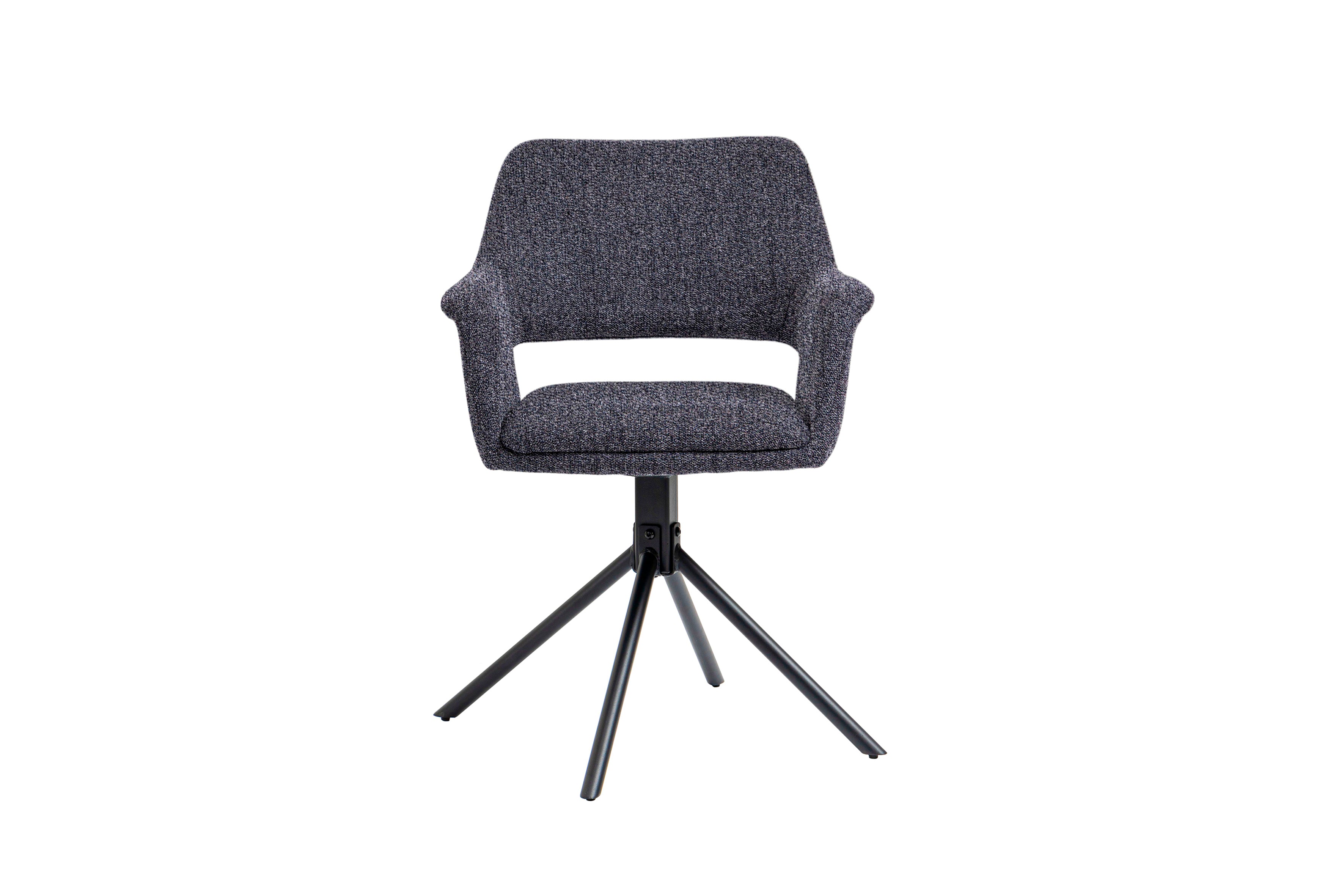 Esszimmerstuhl 2er Set Eleonore / Webstoff grau, Cord hellgrau, Bouclé dunkelgrau oder Samt anthrazit / Gestell Metall schwarz / Sitzschale 360° drehbar / Esszimmerstuhl / Wohnzimmerstuhl / B 57, H 84, T 61, cm