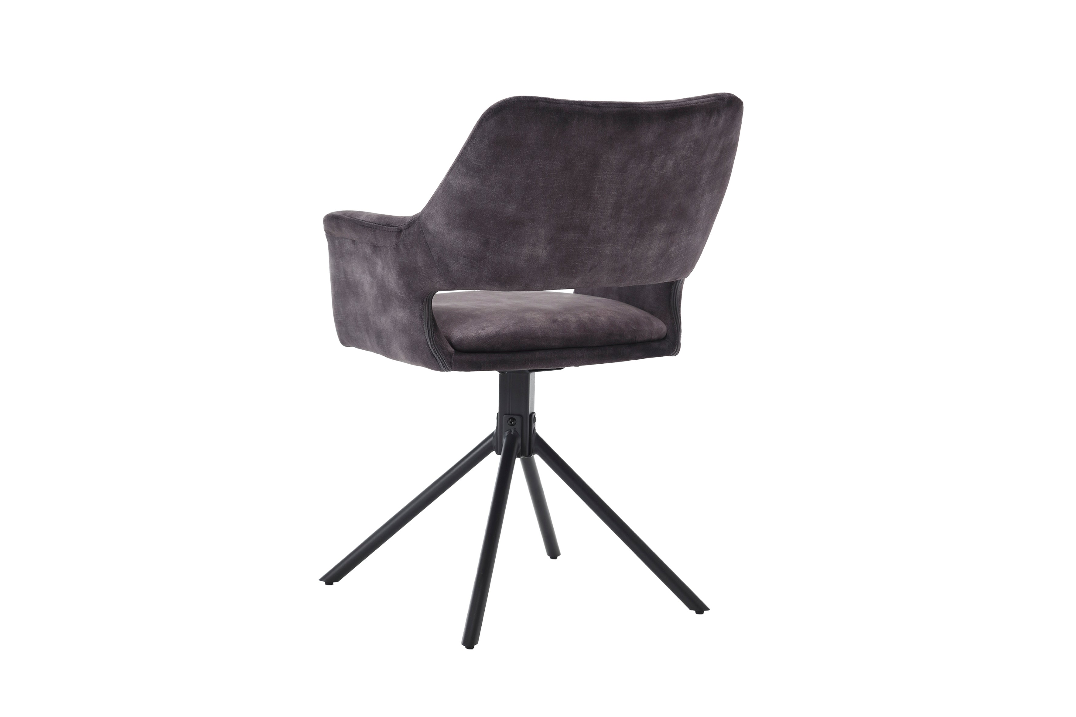 Esszimmerstuhl 2er Set Eleonore / Webstoff grau, Cord hellgrau, Bouclé dunkelgrau oder Samt anthrazit / Gestell Metall schwarz / Sitzschale 360° drehbar / Esszimmerstuhl / Wohnzimmerstuhl / B 57, H 84, T 61, cm