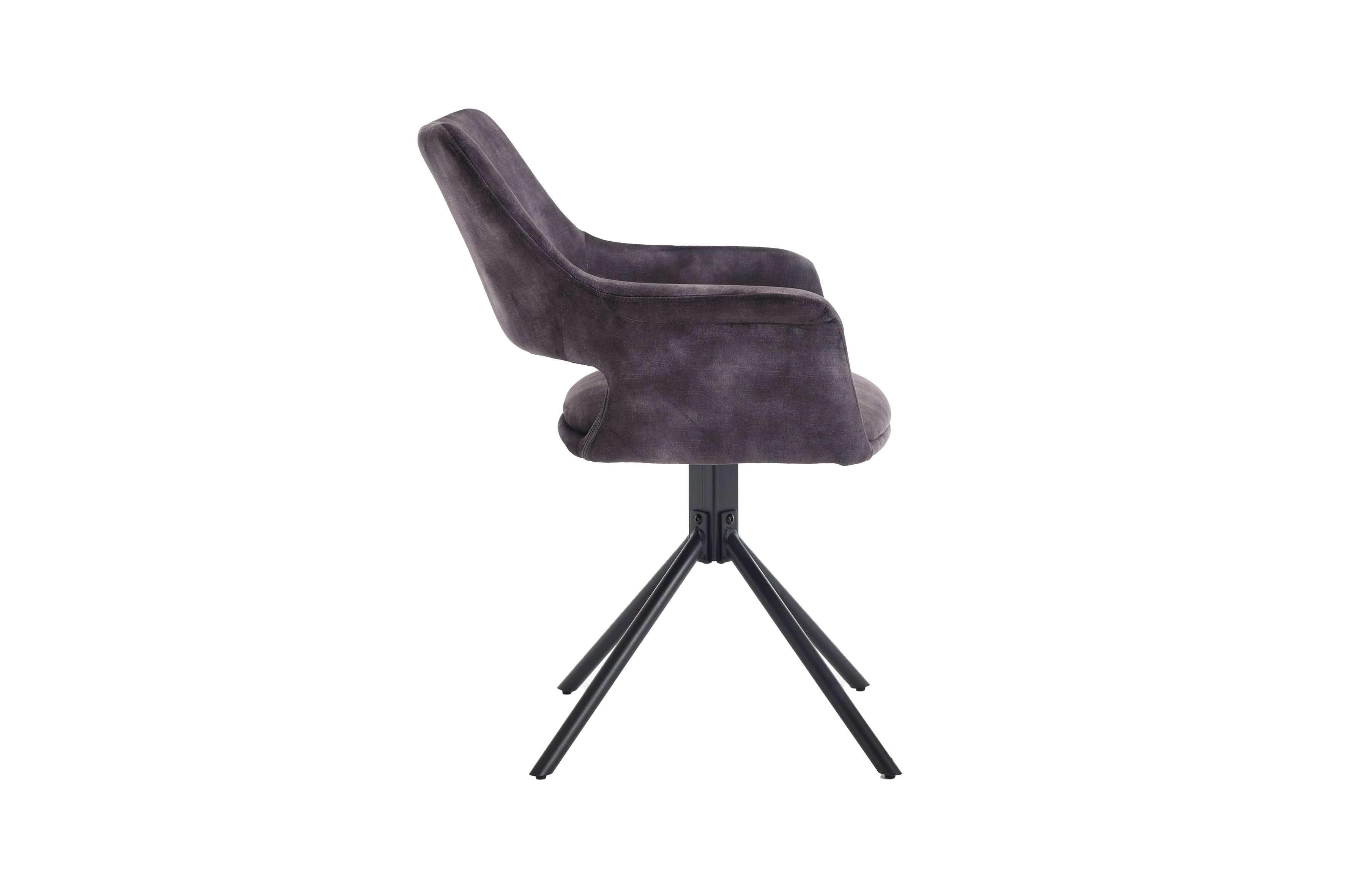 Esszimmerstuhl 2er Set Eleonore / Webstoff grau, Cord hellgrau, Bouclé dunkelgrau oder Samt anthrazit / Gestell Metall schwarz / Sitzschale 360° drehbar / Esszimmerstuhl / Wohnzimmerstuhl / B 57, H 84, T 61, cm