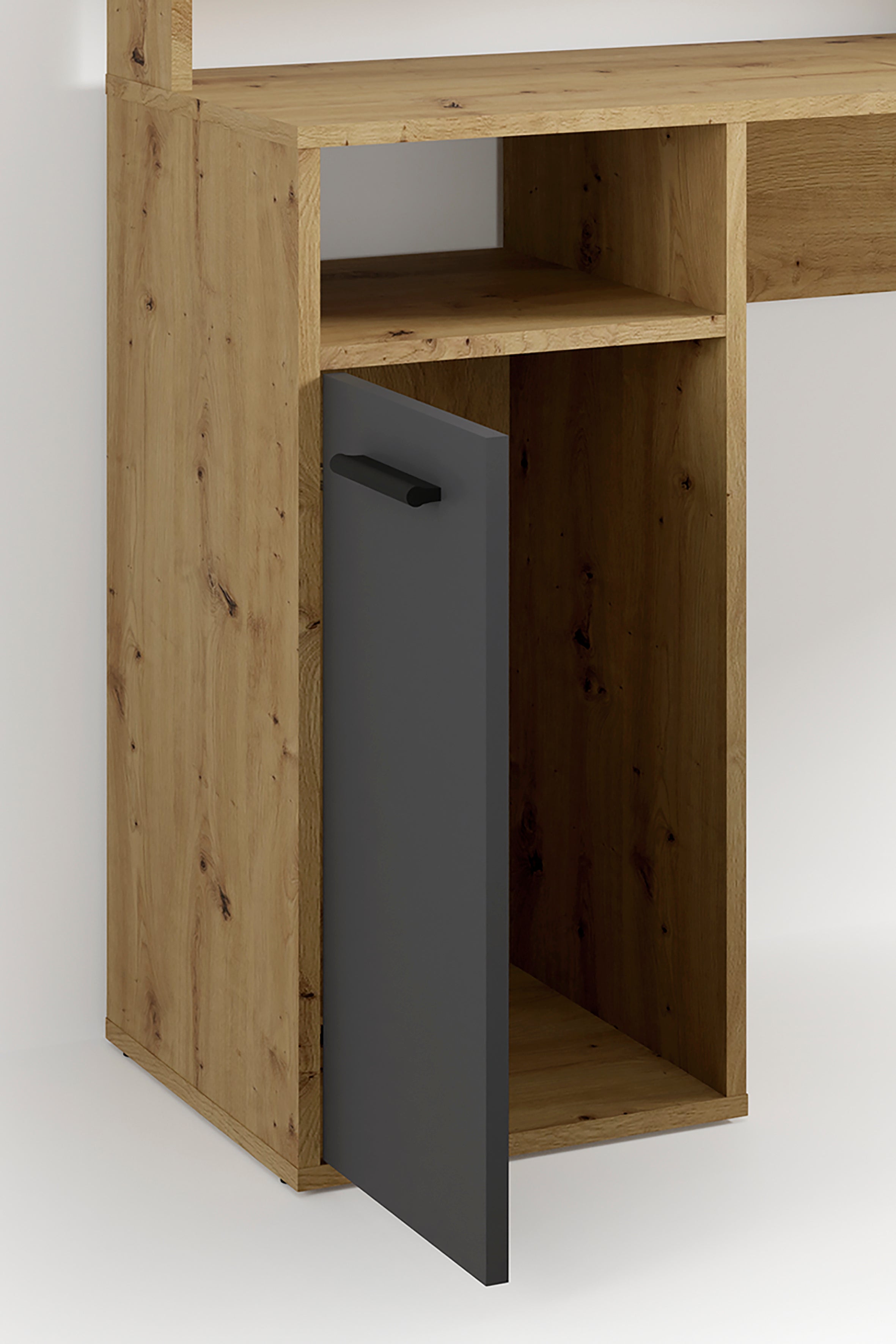 Schreibtisch FOX / Gaming-Tisch in anthrazit, weiß, Old Wood (Altholz-Optik) oder Artisan Eiche (Eiche-Optik) / Mit viel Stauraum und großer Tischplatte / Computer-Tisch / PC / Arbeits-Tisch / B 139, H 90,8, T 139 cm