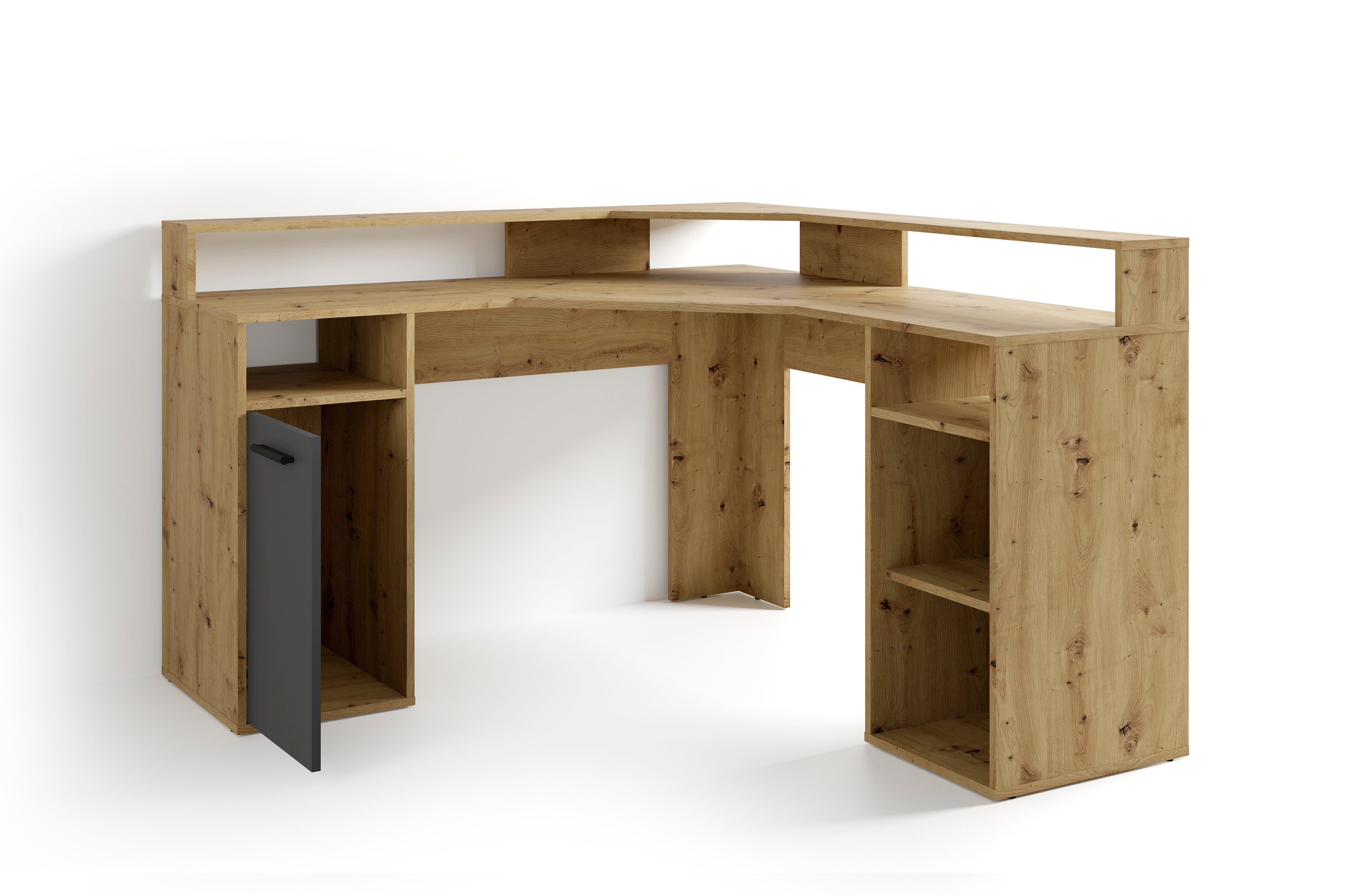 Schreibtisch FOX / Gaming-Tisch in anthrazit, weiß, Old Wood (Altholz-Optik) oder Artisan Eiche (Eiche-Optik) / Mit viel Stauraum und großer Tischplatte / Computer-Tisch / PC / Arbeits-Tisch / B 139, H 90,8, T 139 cm