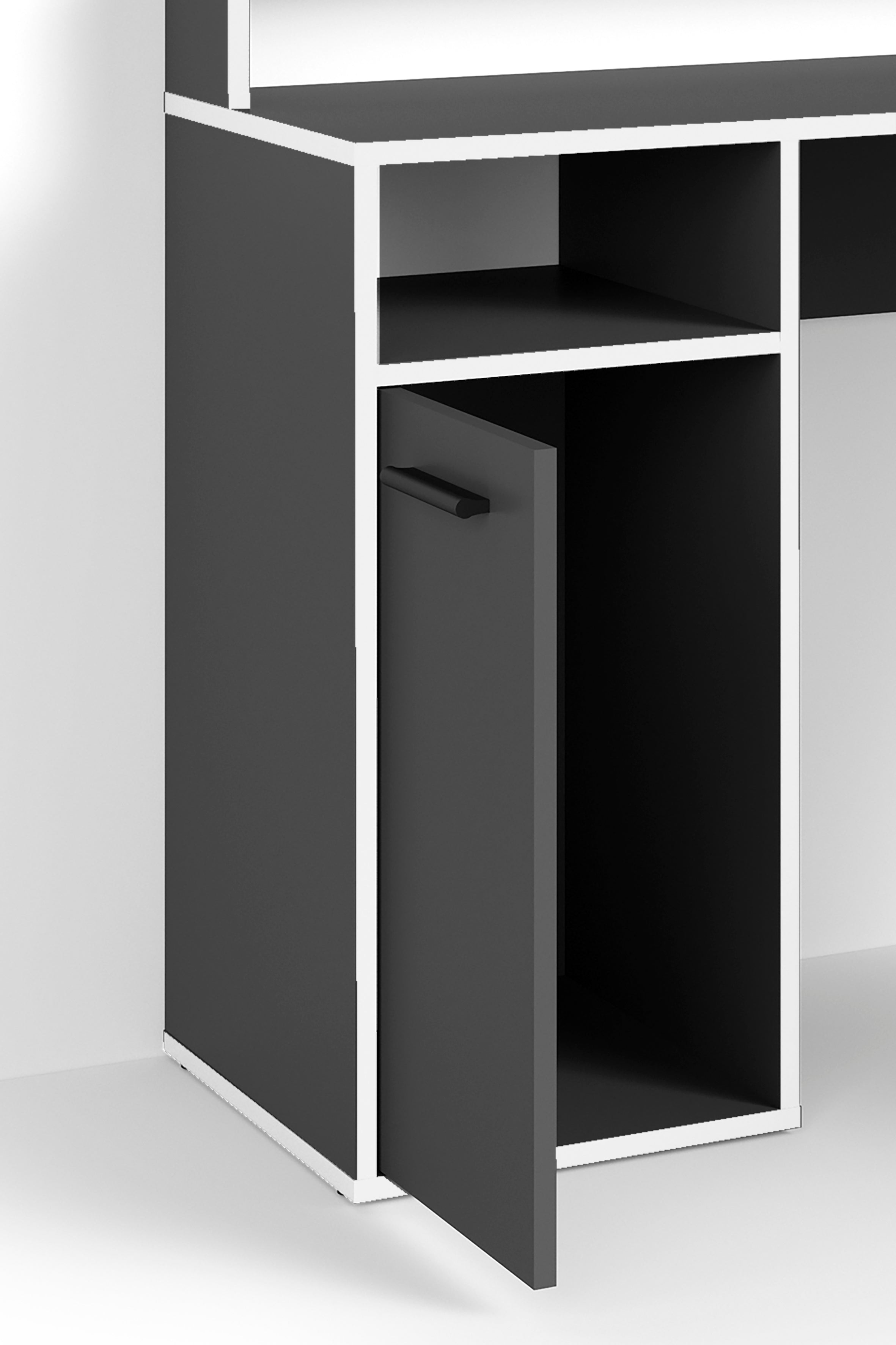 Schreibtisch FOX / Gaming-Tisch in anthrazit, weiß, Old Wood (Altholz-Optik) oder Artisan Eiche (Eiche-Optik) / Mit viel Stauraum und großer Tischplatte / Computer-Tisch / PC / Arbeits-Tisch / B 139, H 90,8, T 139 cm