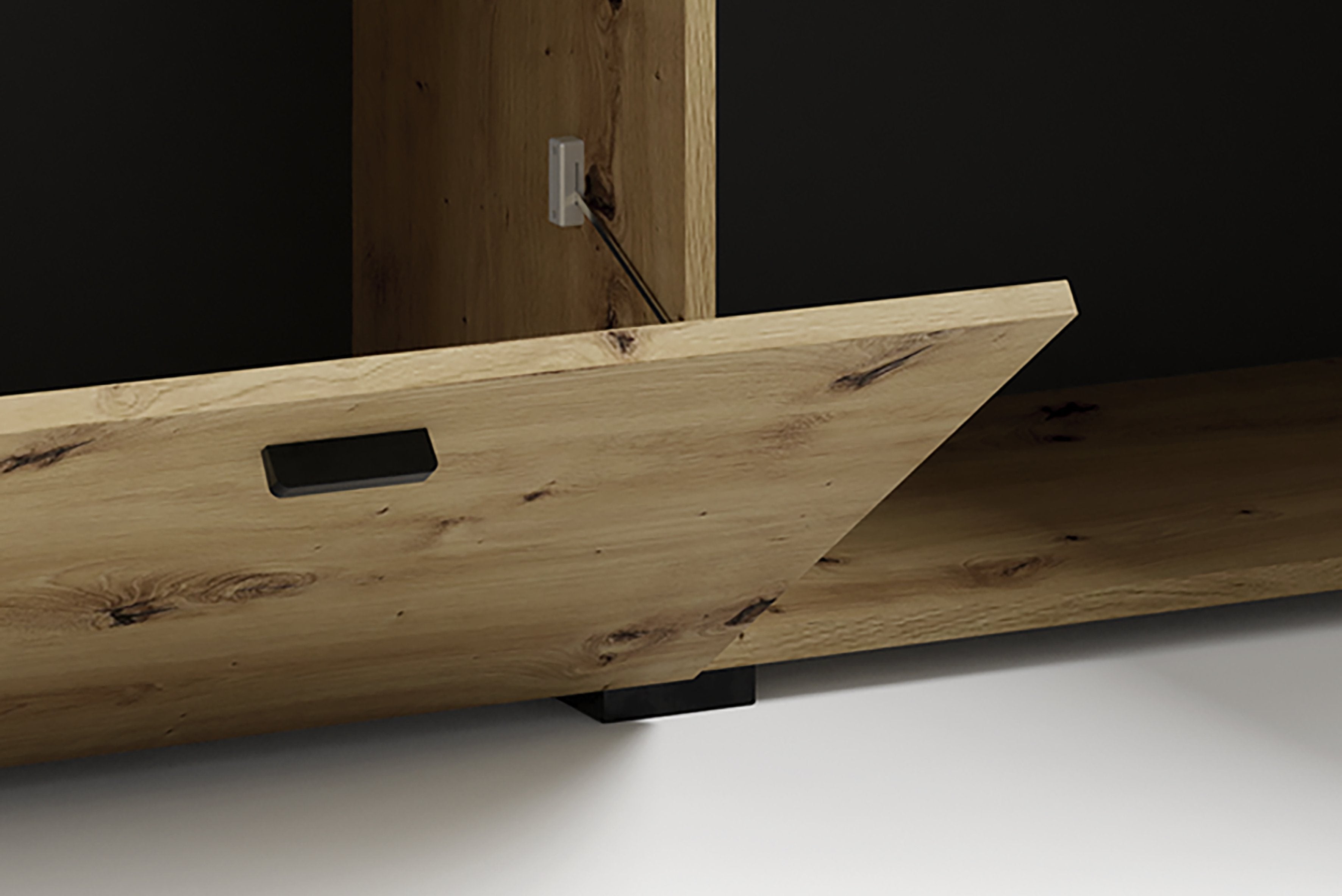 byLIVING Sideboard FRAME / Artisan Eiche (Eiche-Optik) / Fach mit Metallrahmen und Glasablage, verstellbare Böden / Anrichte / Kommode / Maße: B 200, H 75,5, T 37,5 cm