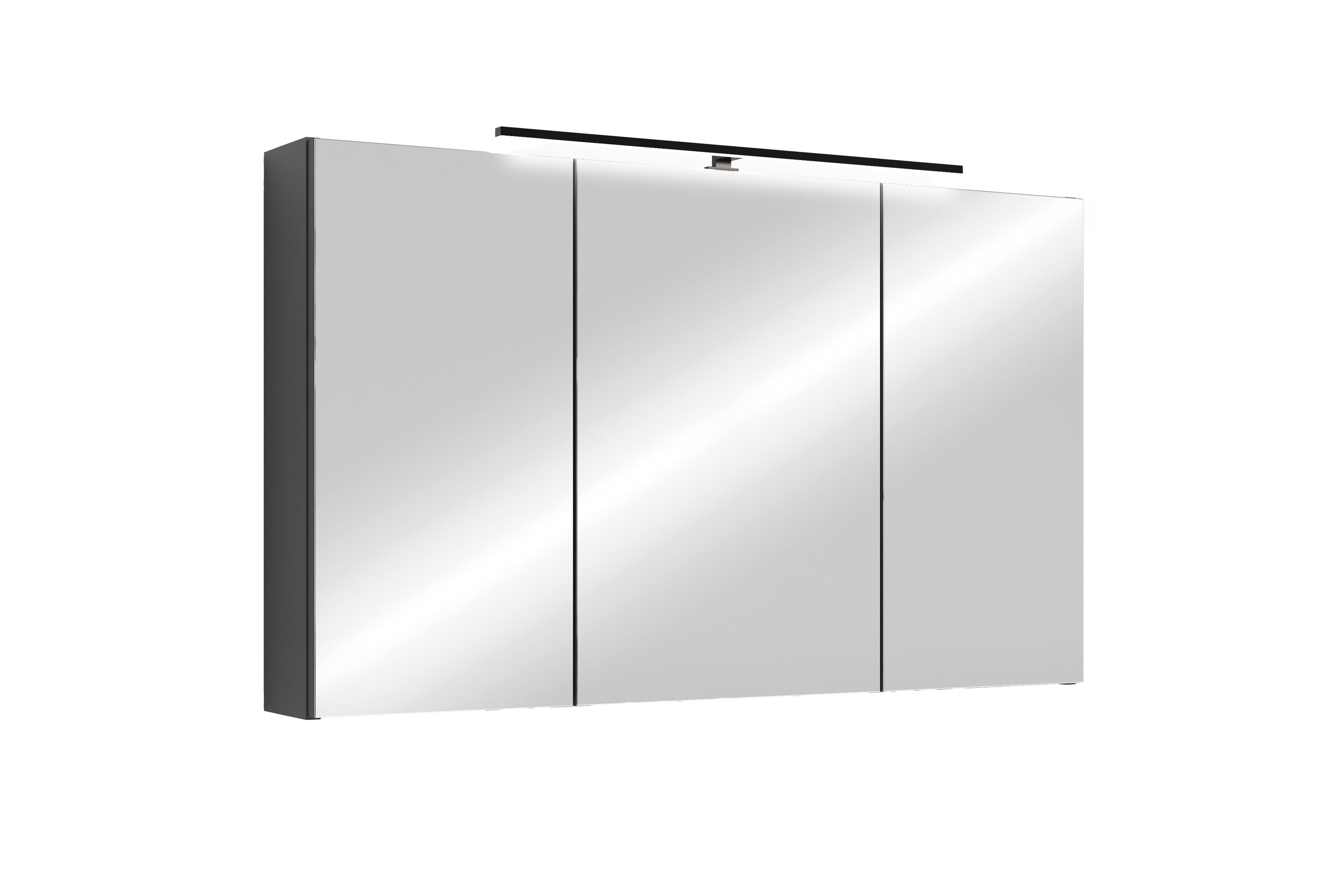byLIVING Spiegelschrank SPREE / Korpus matt weiß oder anthrazit mit Spiegeltüren / Hängeschrank mit Soft-Close-Funktion / Inklusive LED-Beleuchtung / Badschrank mit Stecker- und Schalterdose / B 100, H 60, T 20 cm