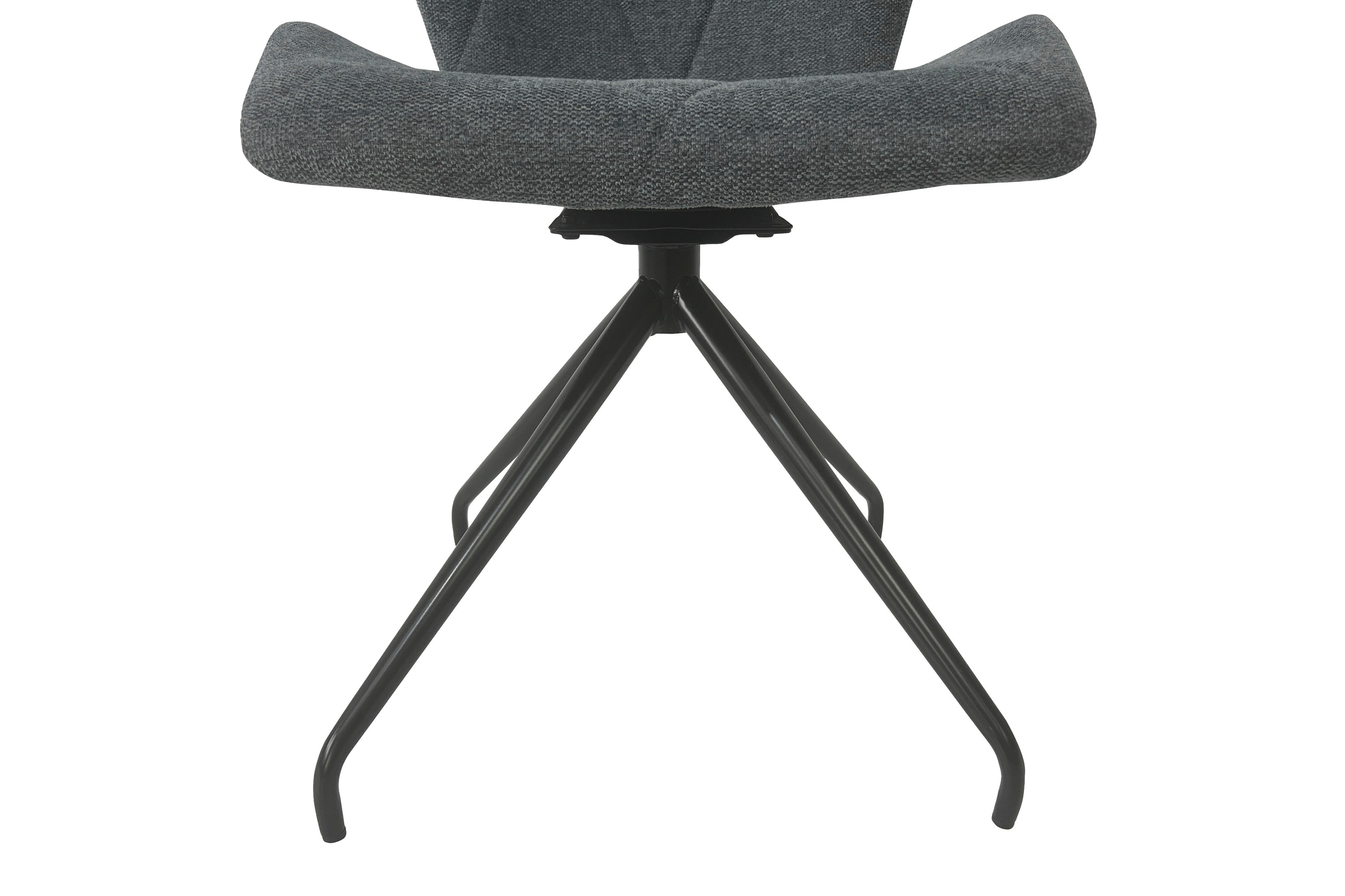 Esszimmerstuhl 2er Set IMKE / Kunstleder grau oder schwarz / Gestell Metall schwarz / Sitzschale 360° drehbar / Esszimmerstuhl / Diamanten-Steppung / B 52, H 90,5, T 62 cm