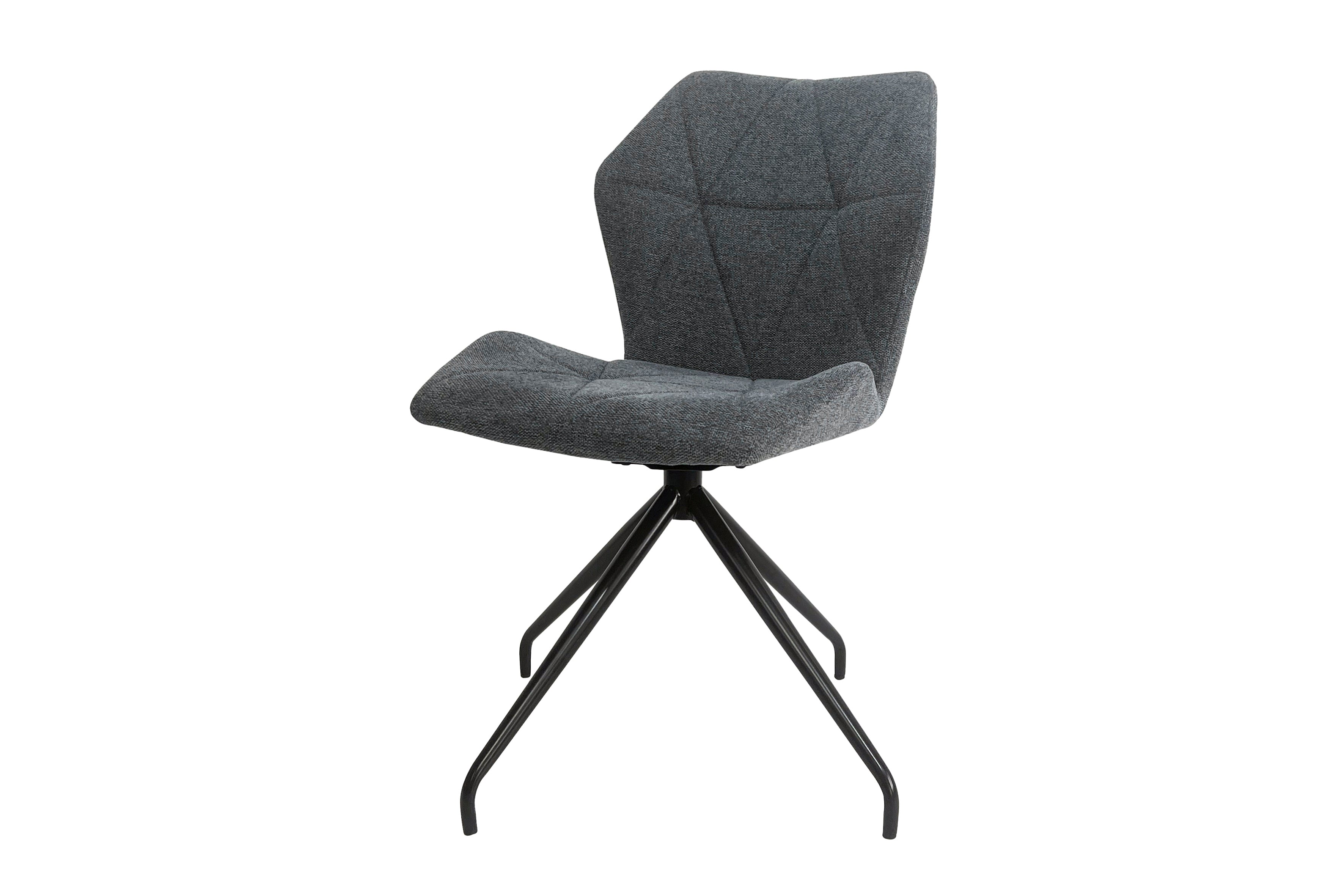 Esszimmerstuhl 2er Set IMKE / Kunstleder grau oder schwarz / Gestell Metall schwarz / Sitzschale 360° drehbar / Esszimmerstuhl / Diamanten-Steppung / B 52, H 90,5, T 62 cm