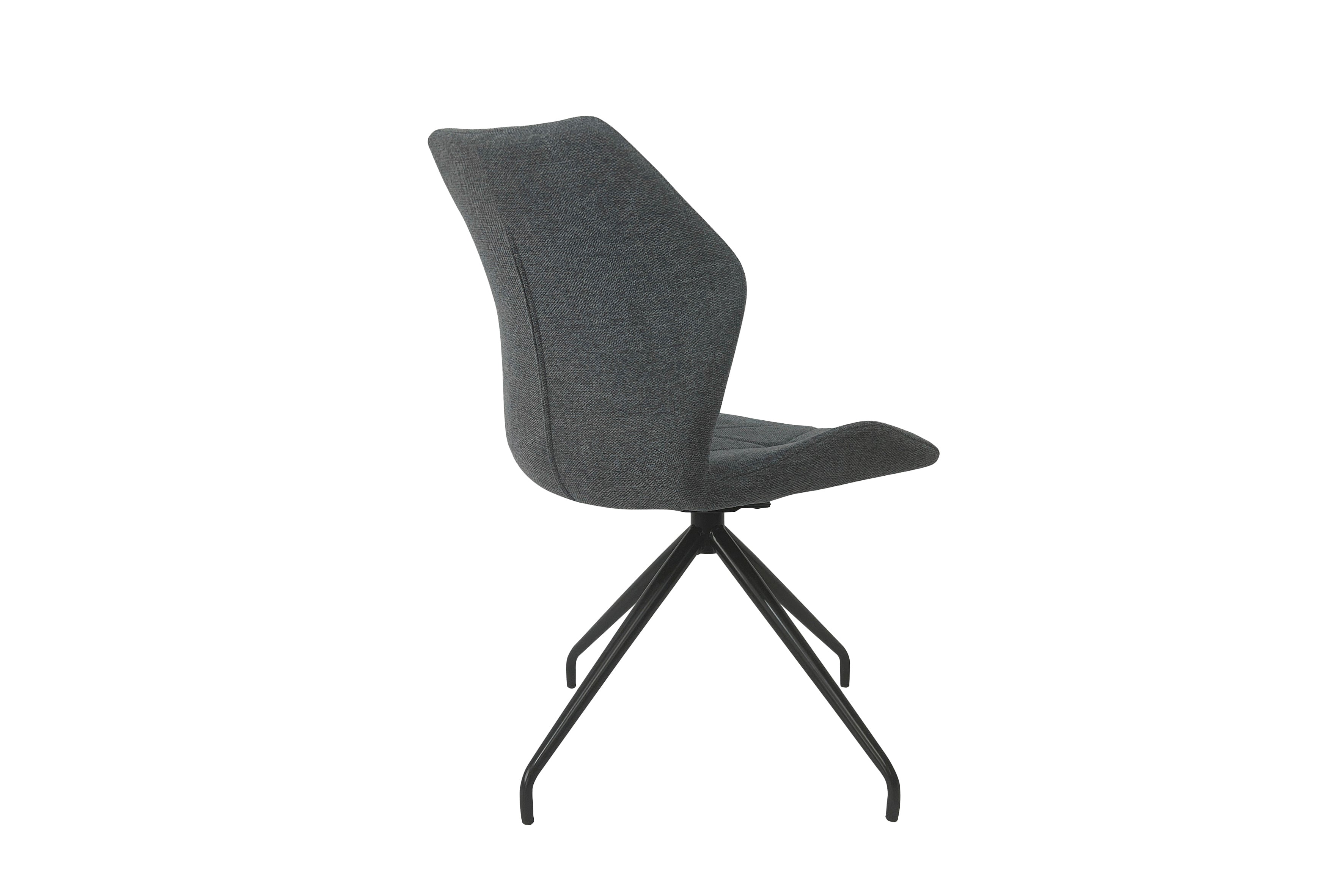 Esszimmerstuhl 2er Set IMKE / Kunstleder grau oder schwarz / Gestell Metall schwarz / Sitzschale 360° drehbar / Esszimmerstuhl / Diamanten-Steppung / B 52, H 90,5, T 62 cm