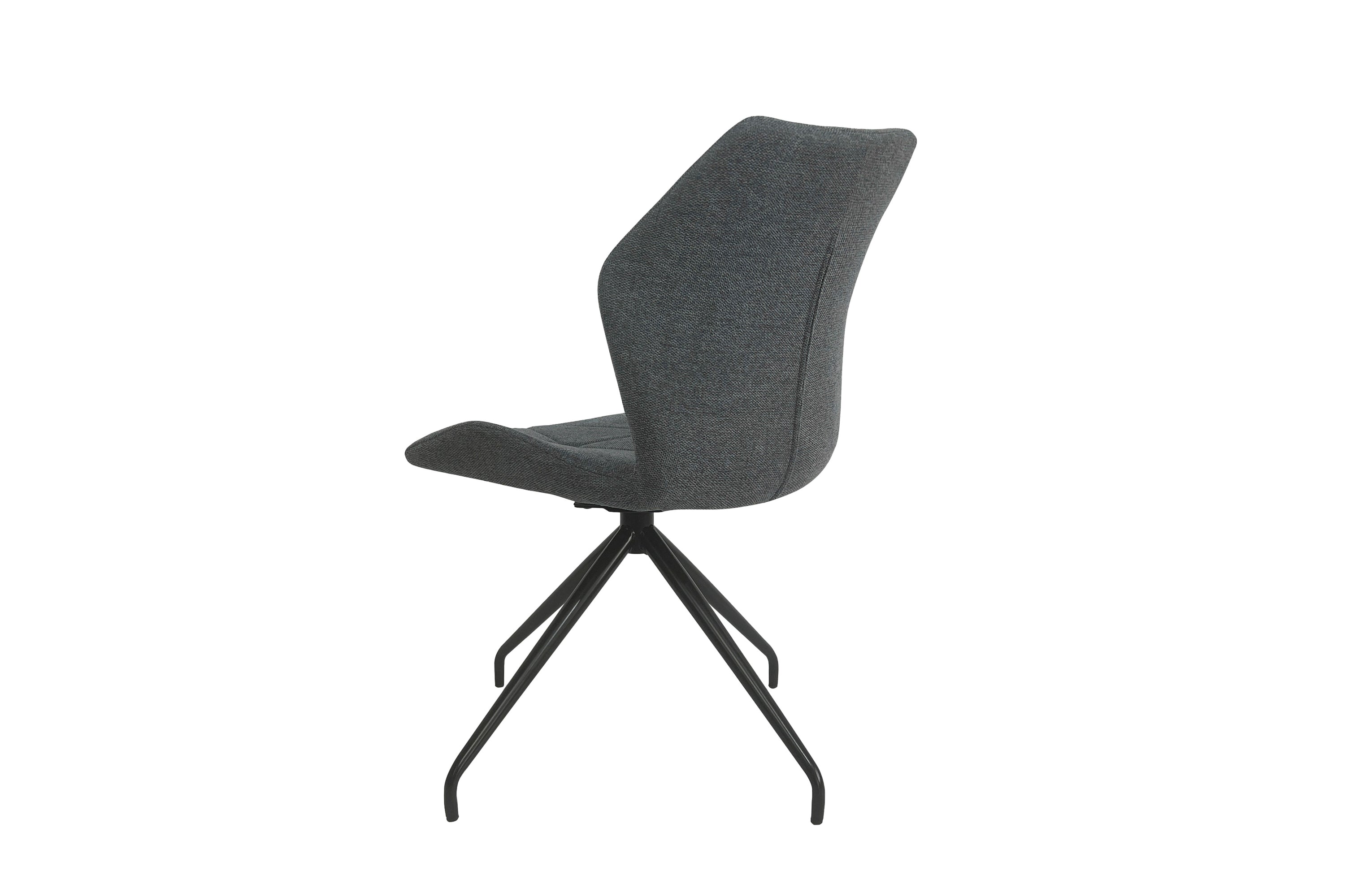 Esszimmerstuhl 2er Set IMKE / Kunstleder grau oder schwarz / Gestell Metall schwarz / Sitzschale 360° drehbar / Esszimmerstuhl / Diamanten-Steppung / B 52, H 90,5, T 62 cm
