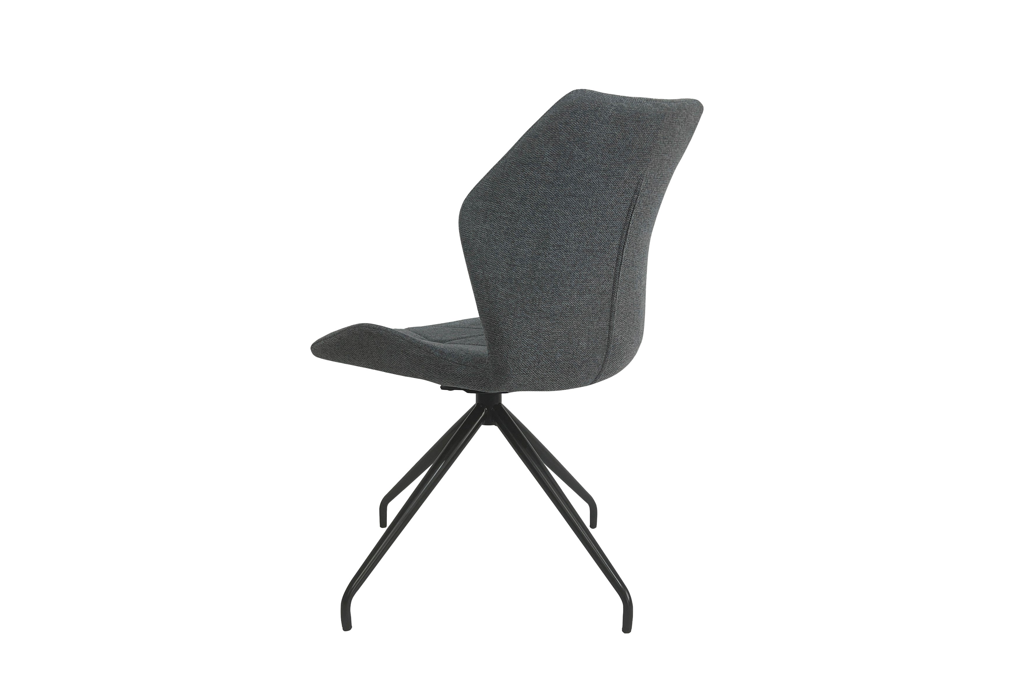 Esszimmerstuhl 2er Set IMKE / Kunstleder grau oder schwarz / Gestell Metall schwarz / Sitzschale 360° drehbar / Esszimmerstuhl / Diamanten-Steppung / B 52, H 90,5, T 62 cm