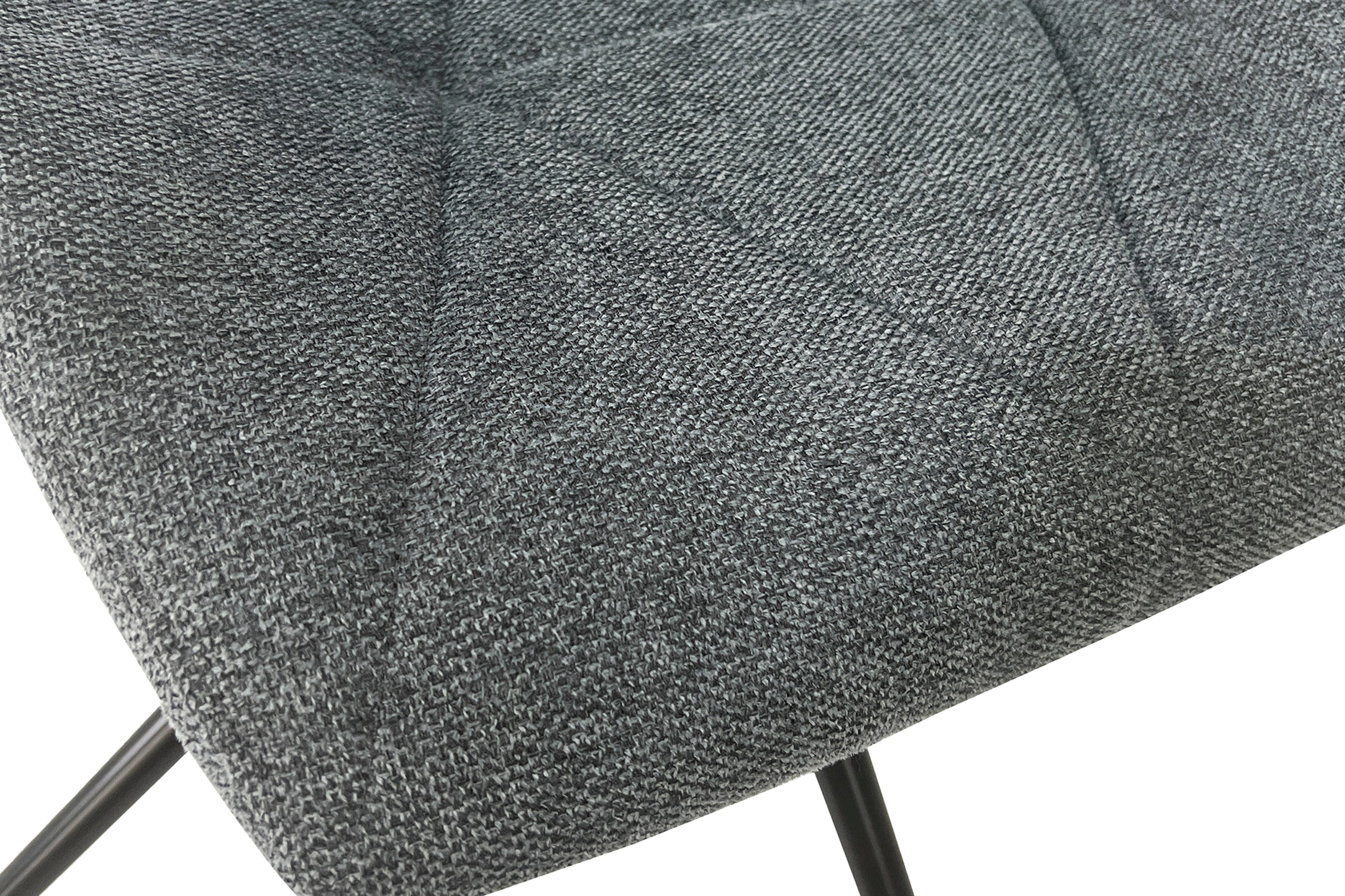 Esszimmerstuhl 2er Set IMKE / Kunstleder grau oder schwarz / Gestell Metall schwarz / Sitzschale 360° drehbar / Esszimmerstuhl / Diamanten-Steppung / B 52, H 90,5, T 62 cm