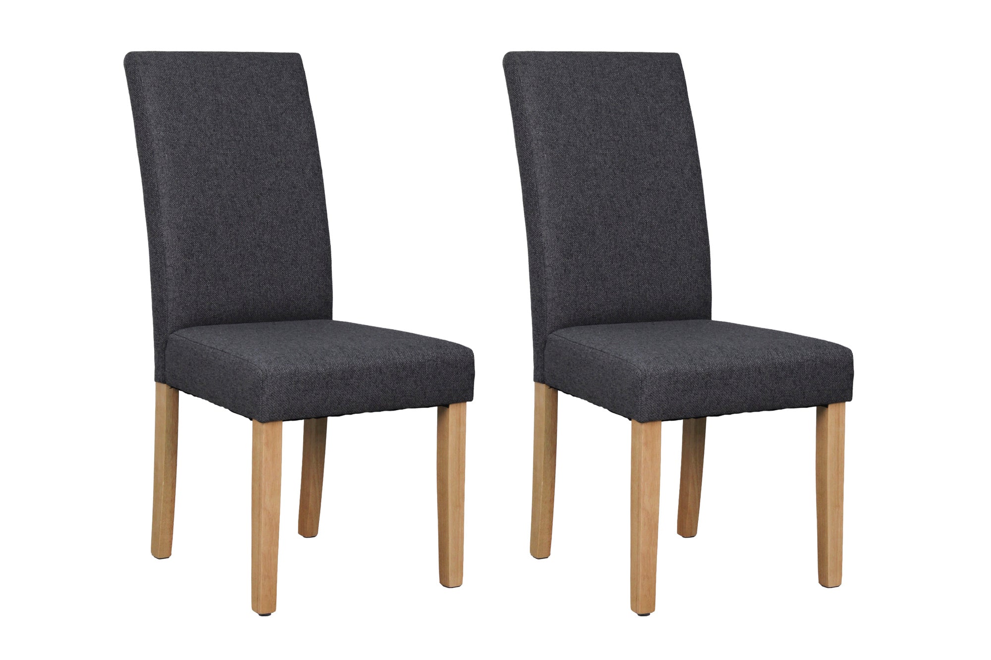 Esszimmerstuhl 2er Set ELIAS / Webstoff taupe oder dunkelgrau / Gestell Massivholz Rubberwood natur / B 47, H 99,5, T 60 cm