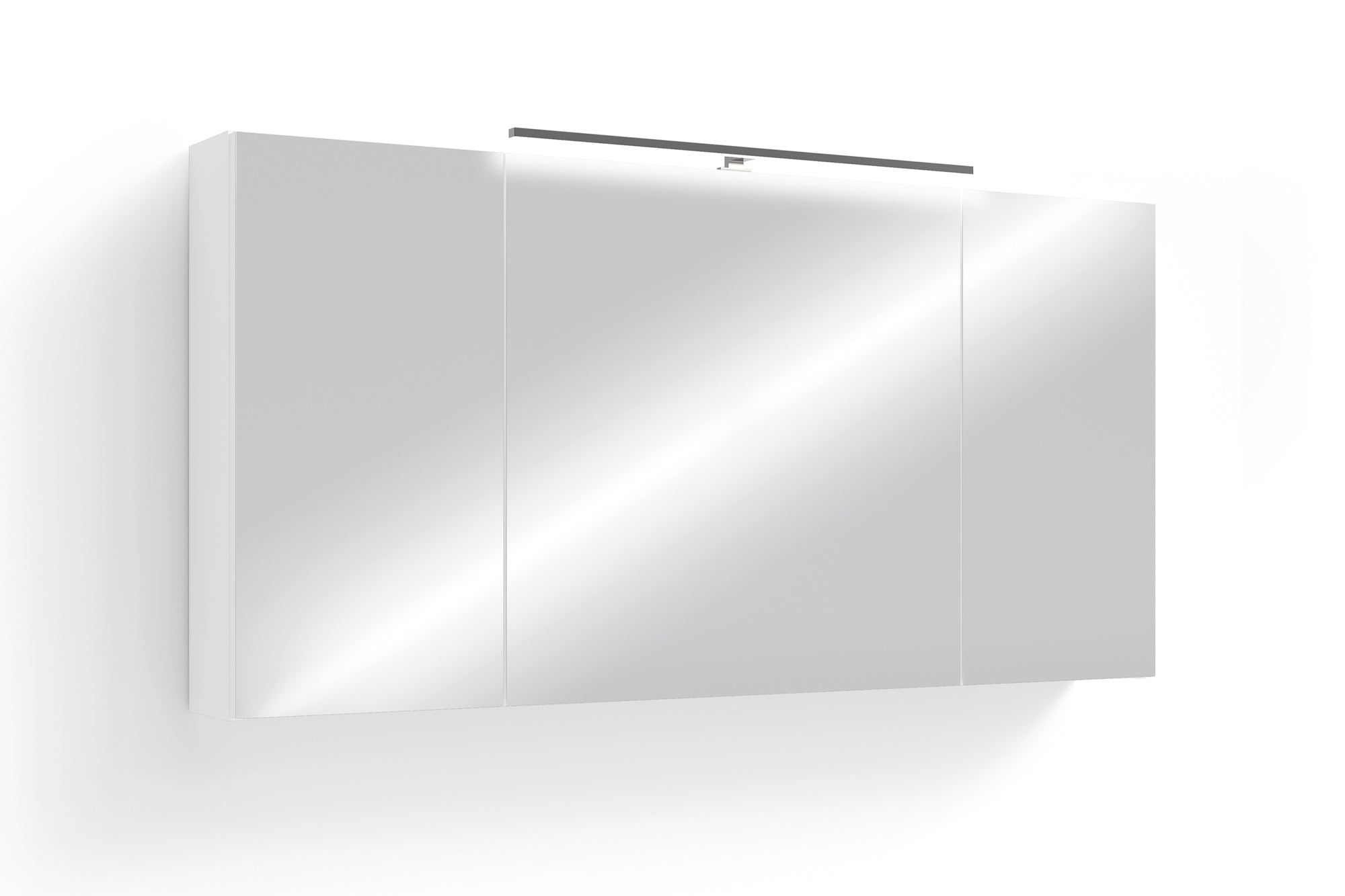 Spiegelschrank SPREE / Korpus matt weiß oder anthrazit mit Spiegeltüren / Hängeschrank mit Soft-Close-Funktion / Inklusive LED-Beleuchtung / Badschrank mit Stecker- und Schalterdose / B 120, H 60, T 20 cm