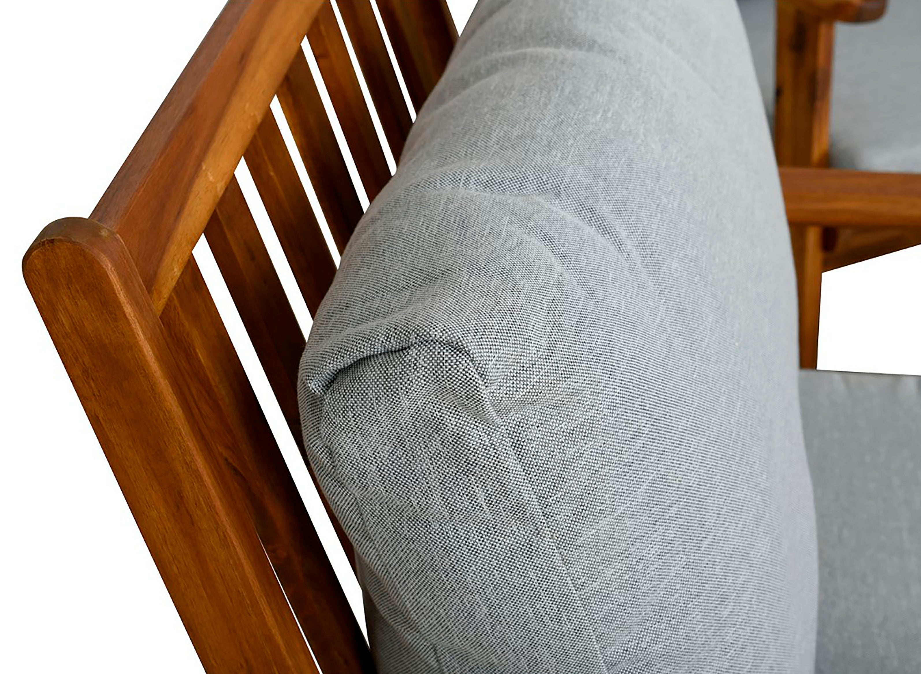 Outdoor Sofa-Set LA PALMA / Akazie massiv, natur / Webstoff hellgrau / 2-Sitzer: B 134, H 75, T 75 cm, Sessel (2x): B 70, H 75, T 75 cm, Couchtisch: B 100, H 40, T 50 cm