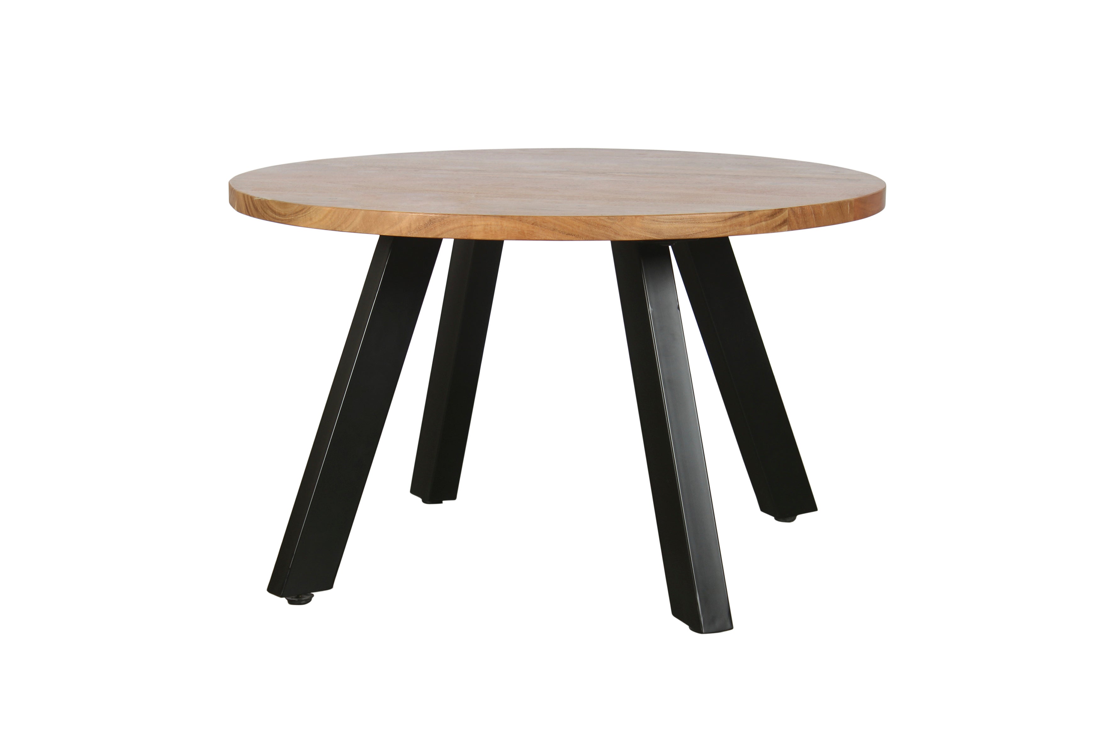 Couchtisch LARA / Platte Akazie massiv / Gestell Metall schwarz / D 75, H 47 cm