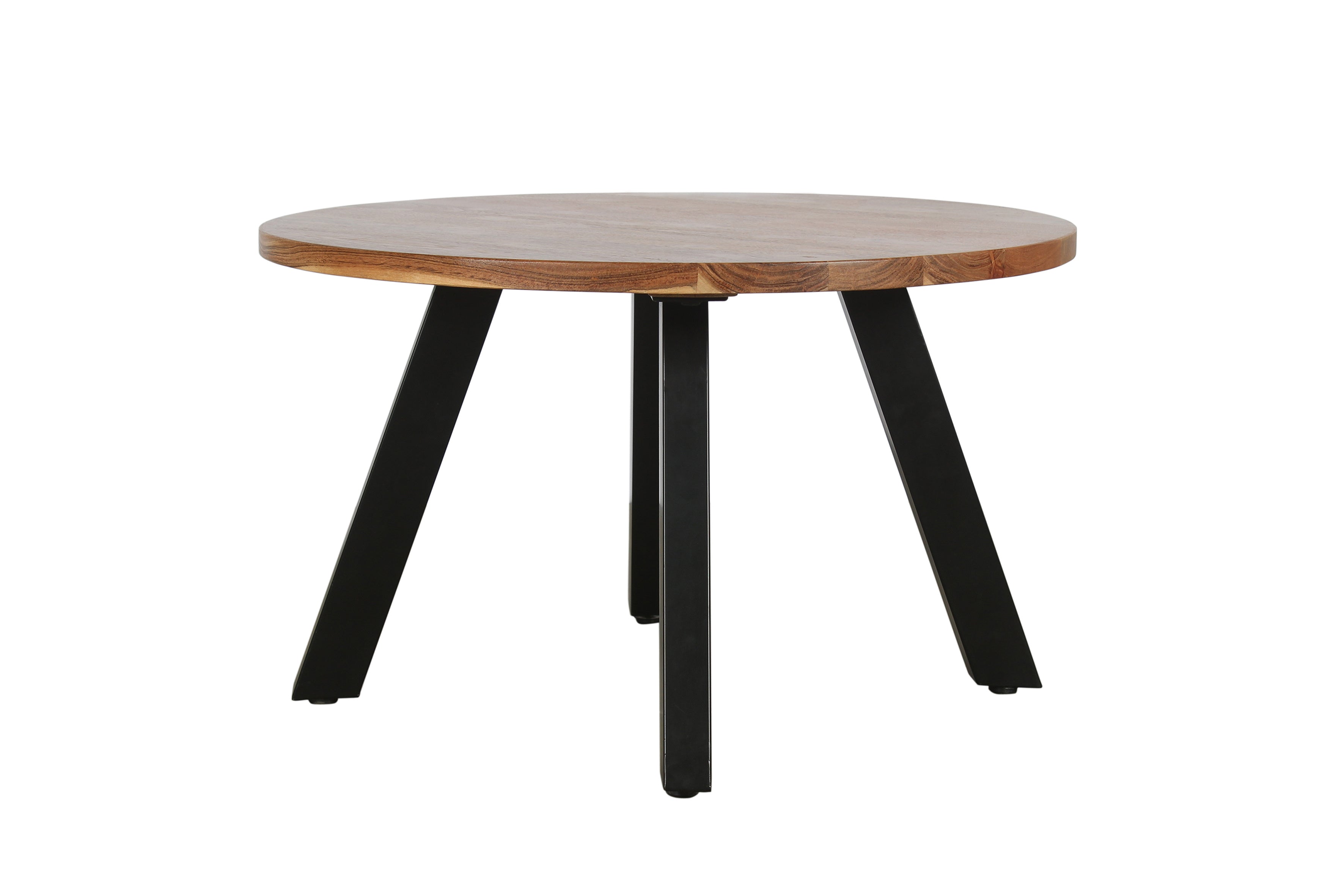 Couchtisch LARA / Platte Akazie massiv / Gestell Metall schwarz / D 75, H 47 cm