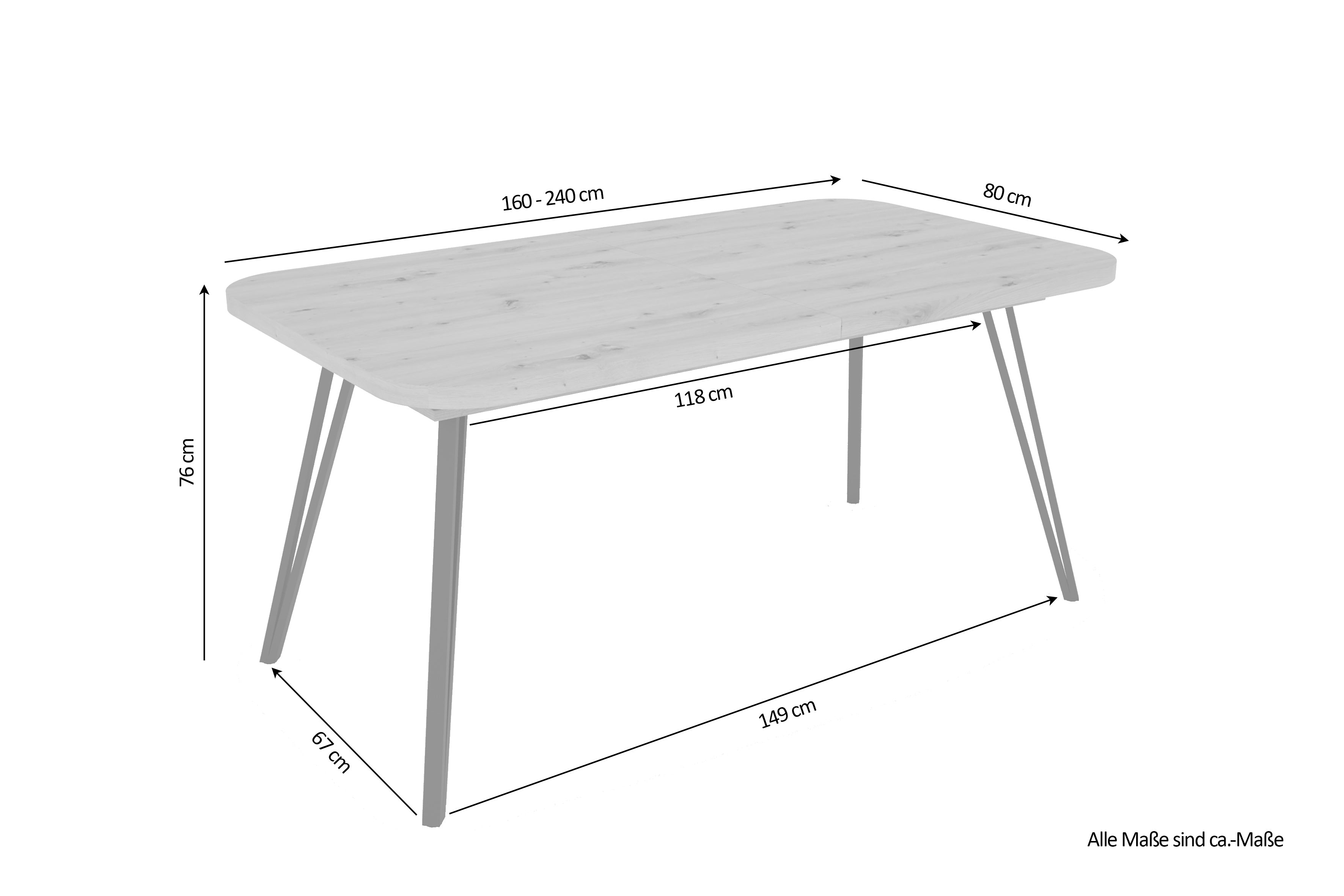 Esszimmertisch LIFE / Eiche-Optik braun / großer Auszugstisch 160 cm bis 240 cm / Tisch mit Ausziehfunktion / Tisch mit Synchronauszug und 2 Einlegeplatten / 160-240 x 90, H 76 cm