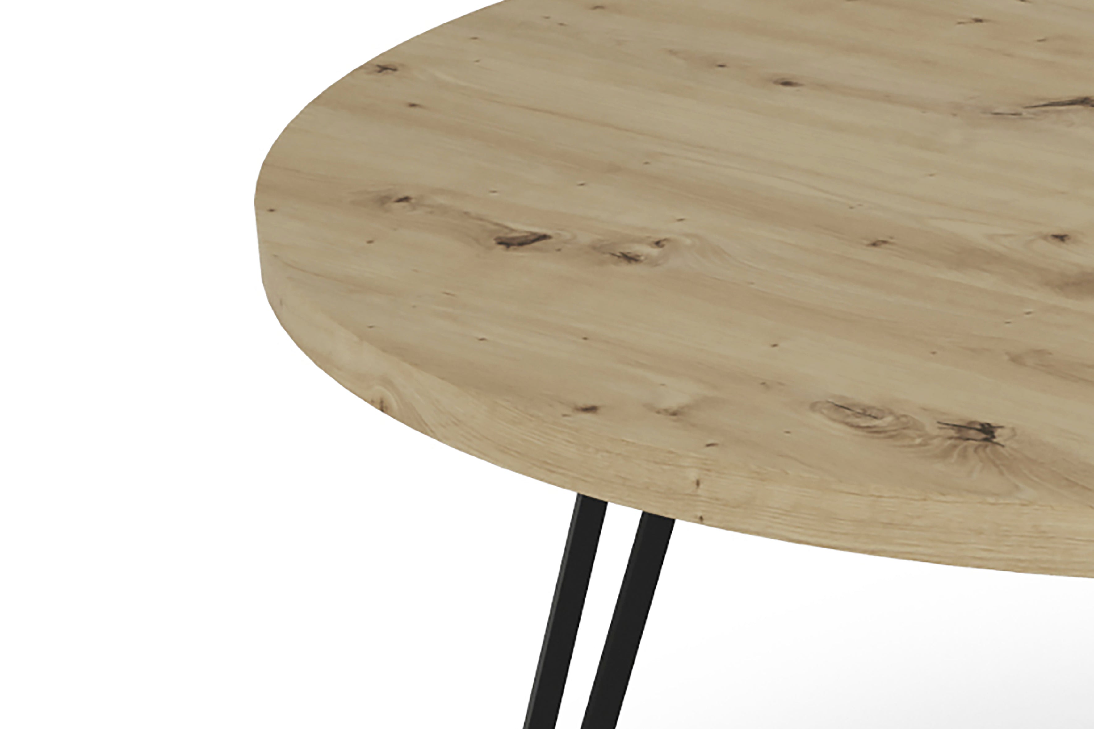 Esstisch MARTA / runde Tischplatte Artisan Eiche / Gestell Metall schwarz matt / Küchentisch für bis zu 5 Personen / D 120 cm, H 76 cm