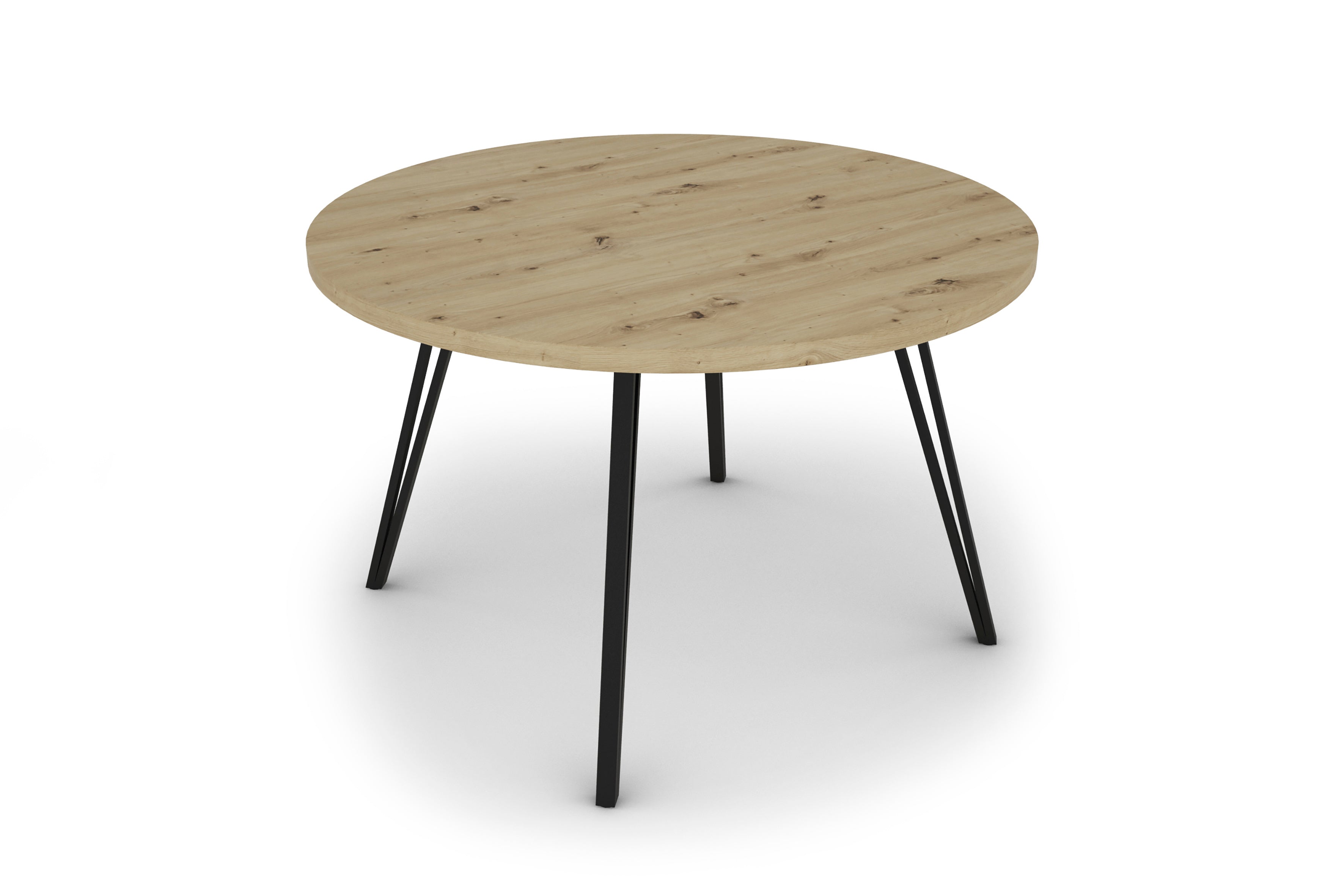 Esstisch MARTA / runde Tischplatte Artisan Eiche / Gestell Metall schwarz matt / Küchentisch für bis zu 5 Personen / D 120 cm, H 76 cm