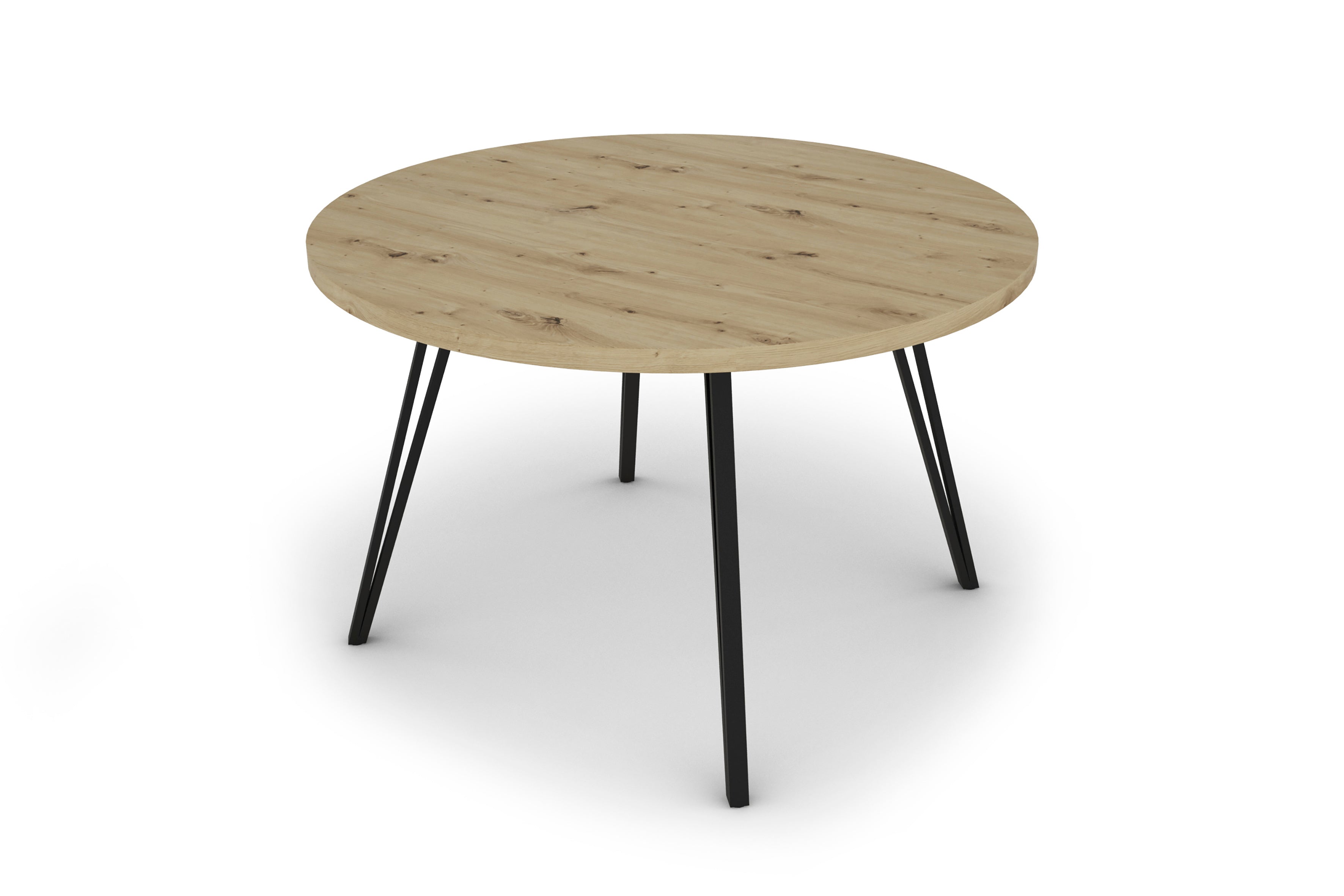 Esstisch MARTA / runde Tischplatte Artisan Eiche / Gestell Metall schwarz matt / Küchentisch für bis zu 5 Personen / D 120 cm, H 76 cm