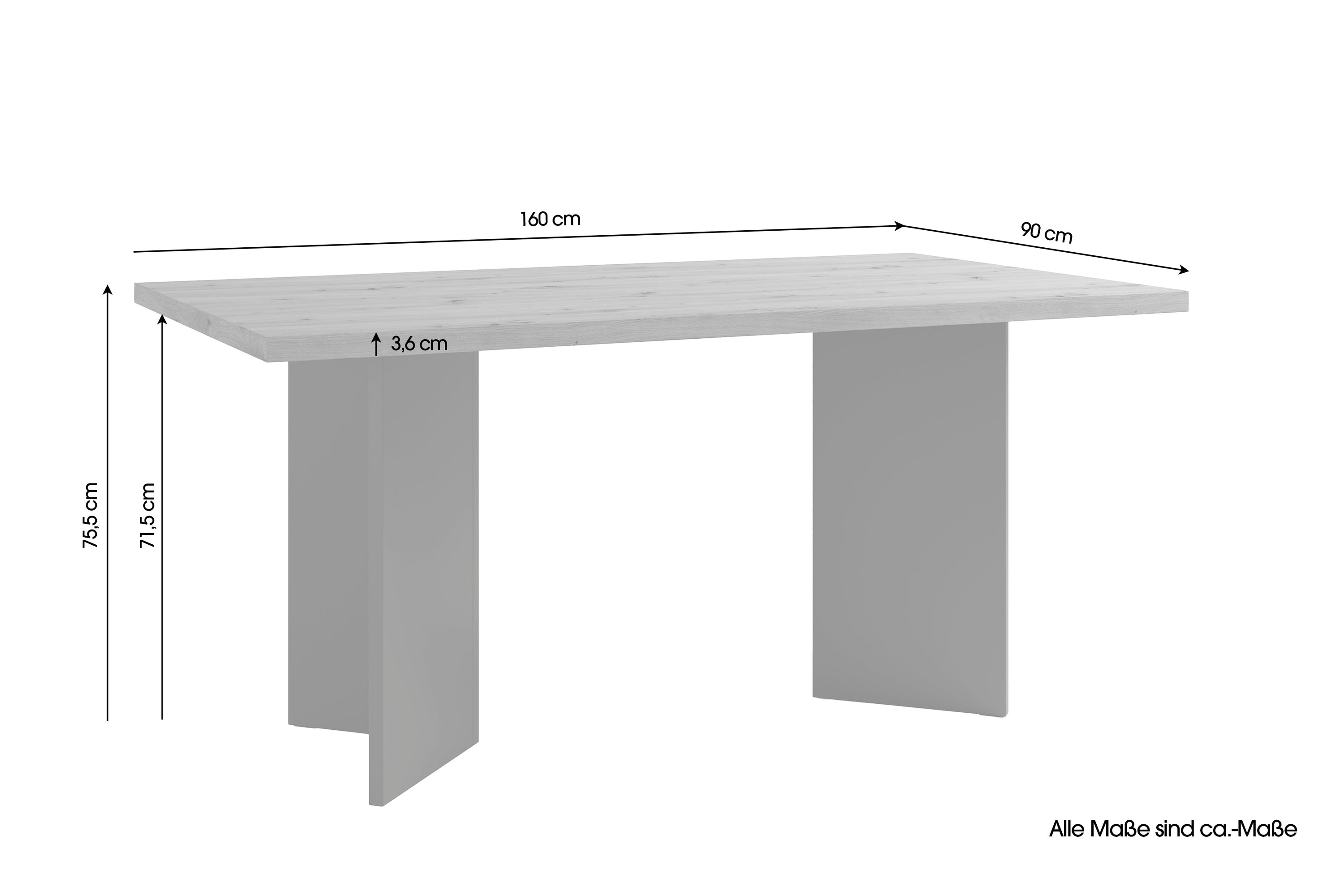 Tisch MARTEN / Tischplatte in Evoke Eiche - Optik, Gestell in anthrazit / stabile Konstruktion, bis 6 Personen / Esstisch / Küchentisch / Maße: 138 x 90, H 75,5 cm oder 160 x 90, H 75,5 cm