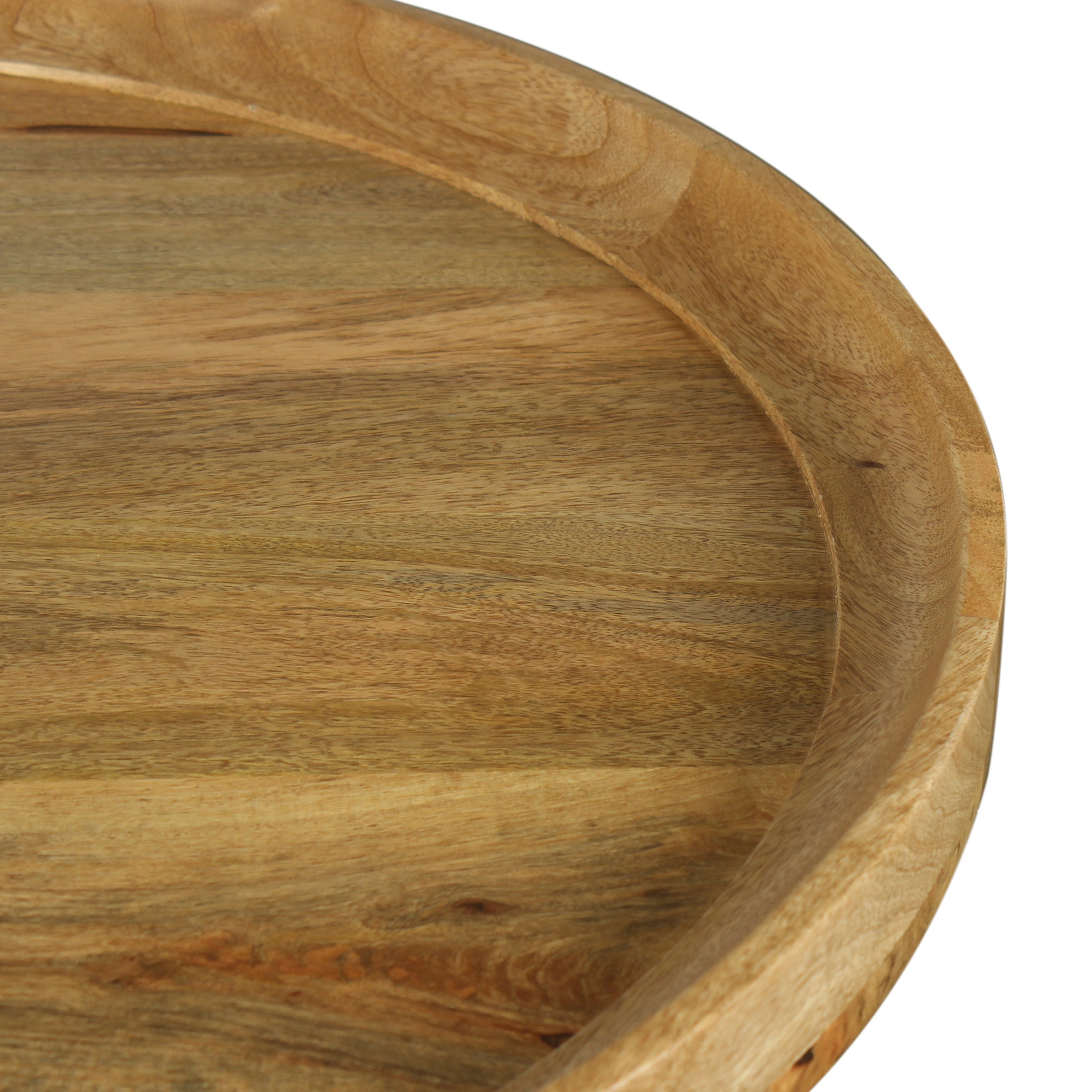 Couchtisch MILA / Platte Mango massiv / Gestell Metall schwarz / D 75, H 34 cm