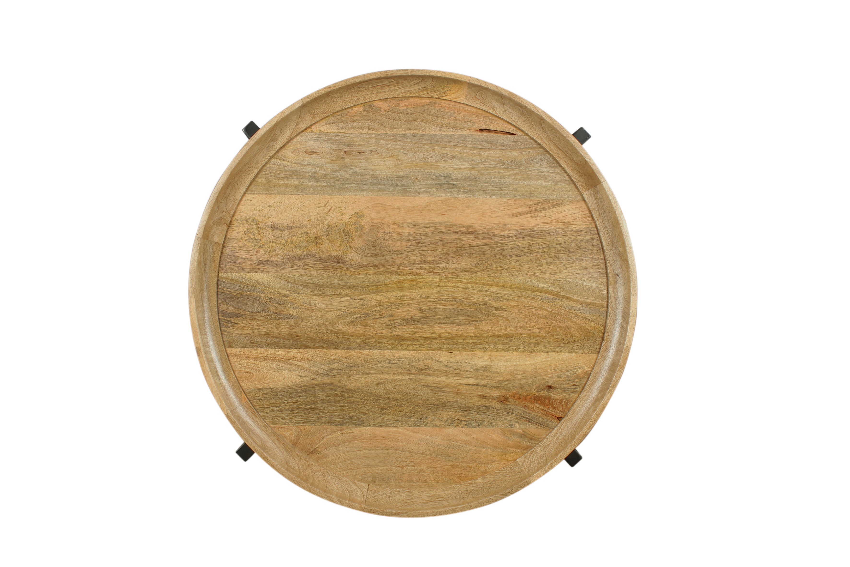 Couchtisch MILA / Platte Mango massiv / Gestell Metall schwarz / D 75, H 34 cm