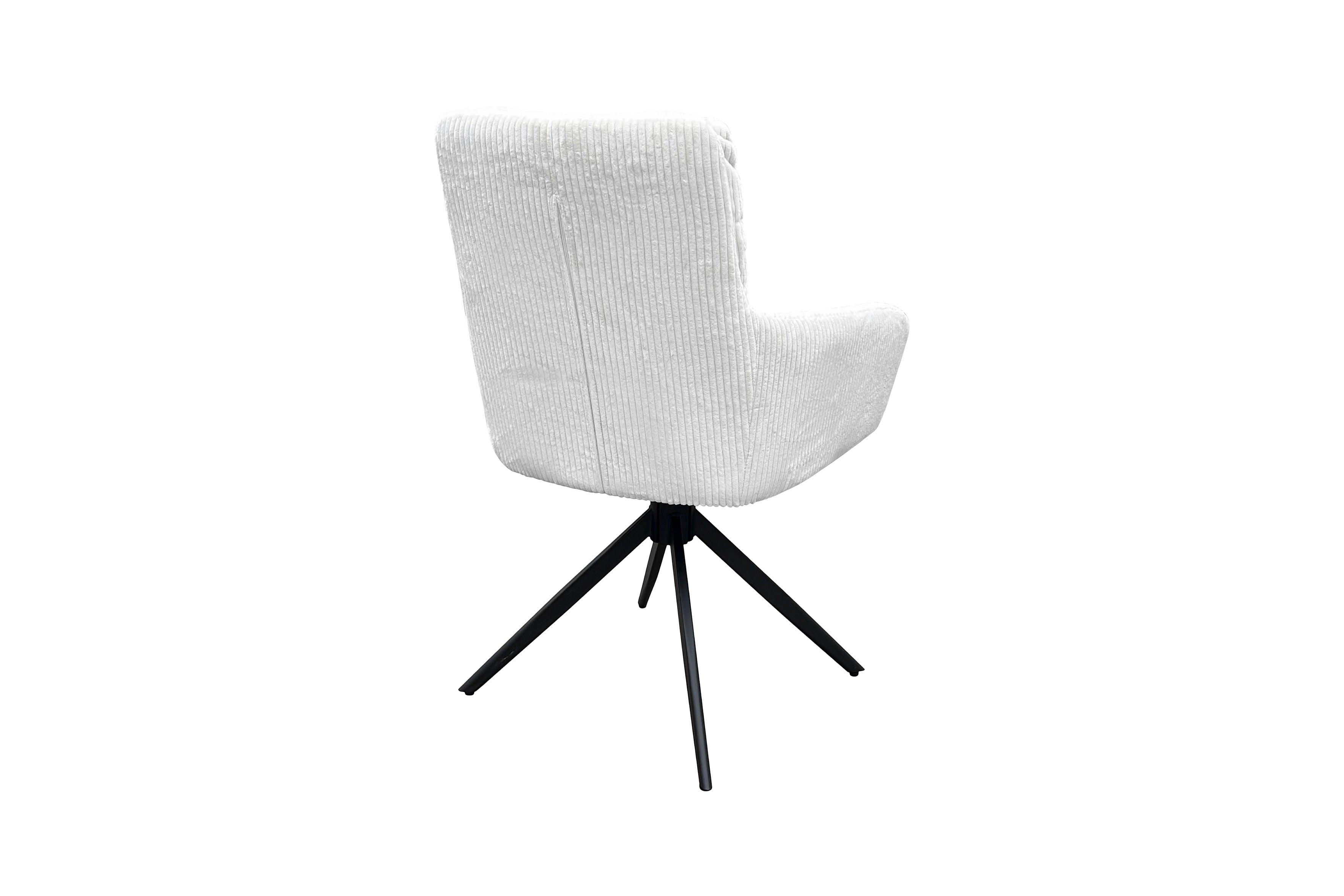 Esszimmerstuhl 2er Set PURA / Grob-Cord dunkelgrau oder off-white / Gestell Metall schwarz matt / Sitzschale 360° drehbar / B 58, H 74, T 60 cm