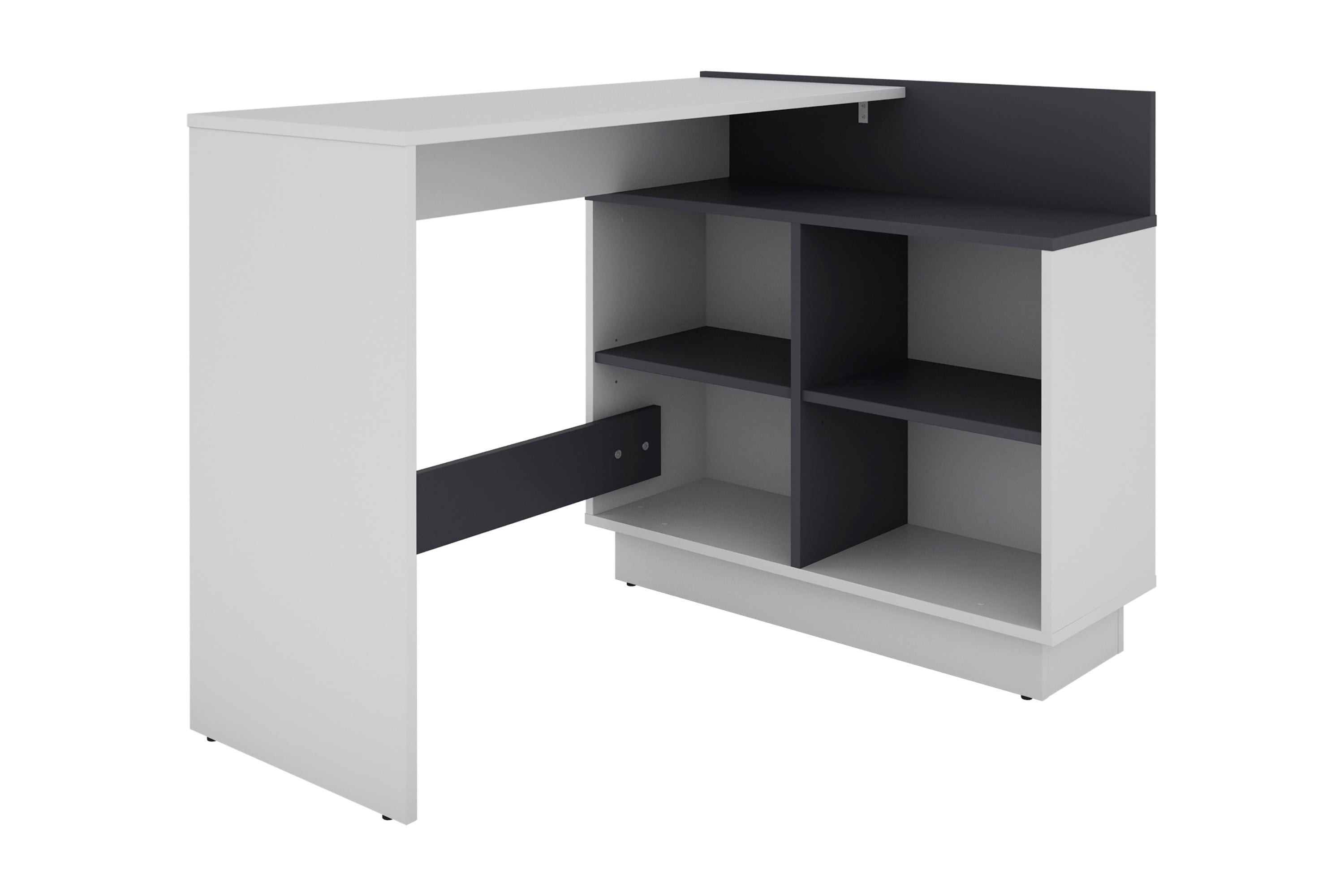 Schreibtisch BERNI / Gaming-Tisch in weiß oder Artisan Eiche (Eiche-Optik) mit graphit / Mit viel Stauraum und großer Tischplatte / Computer-Tisch / PC / Arbeits-Tisch / rechts-links montierbar / B 102, H 77,5, T 80 cm