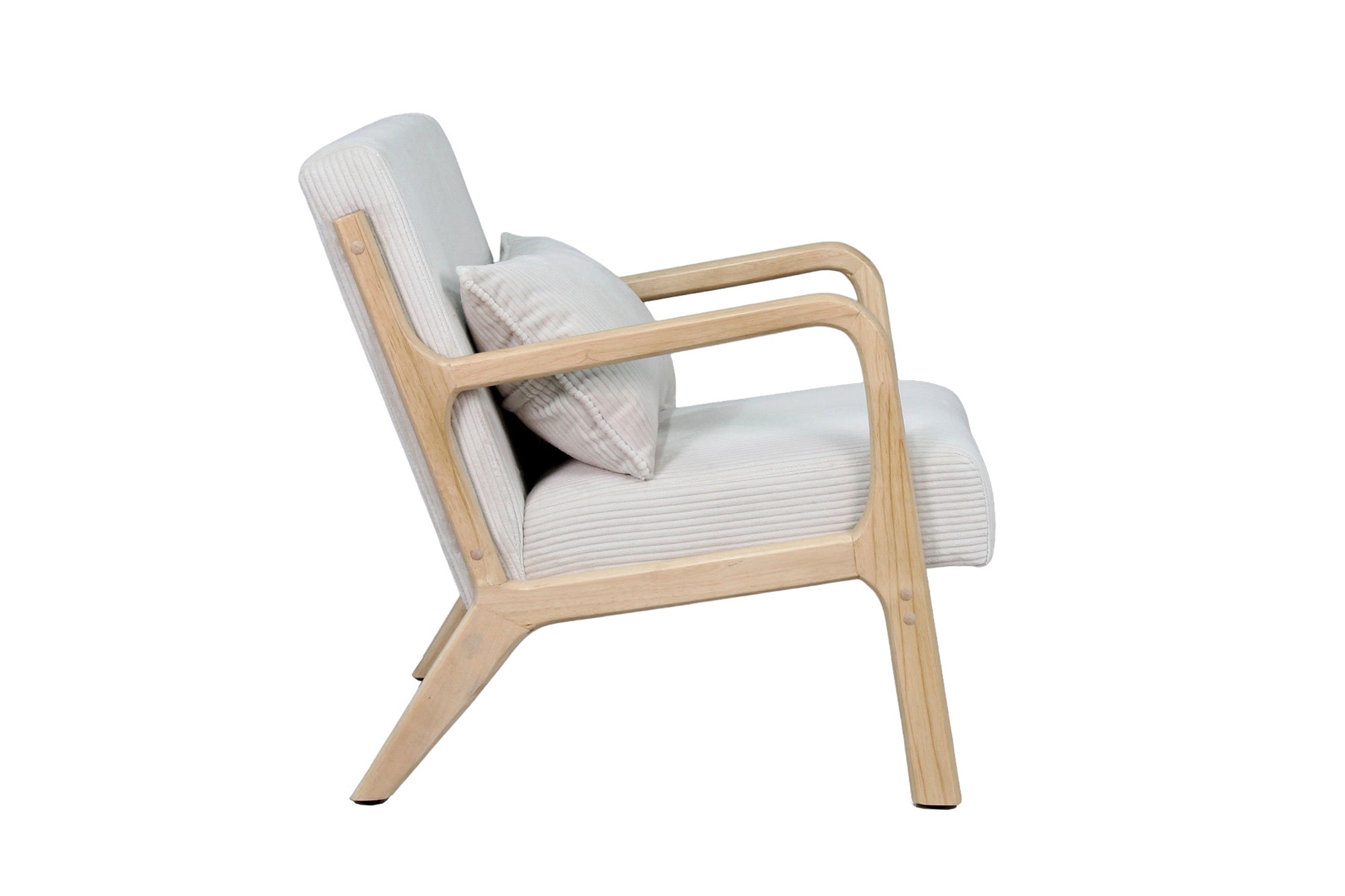 Sessel NOHR / Grob-Cord off-white oder grau / Gestell und Armlehnen Massivholz natur / B 65,5, H 78, T 84 cm