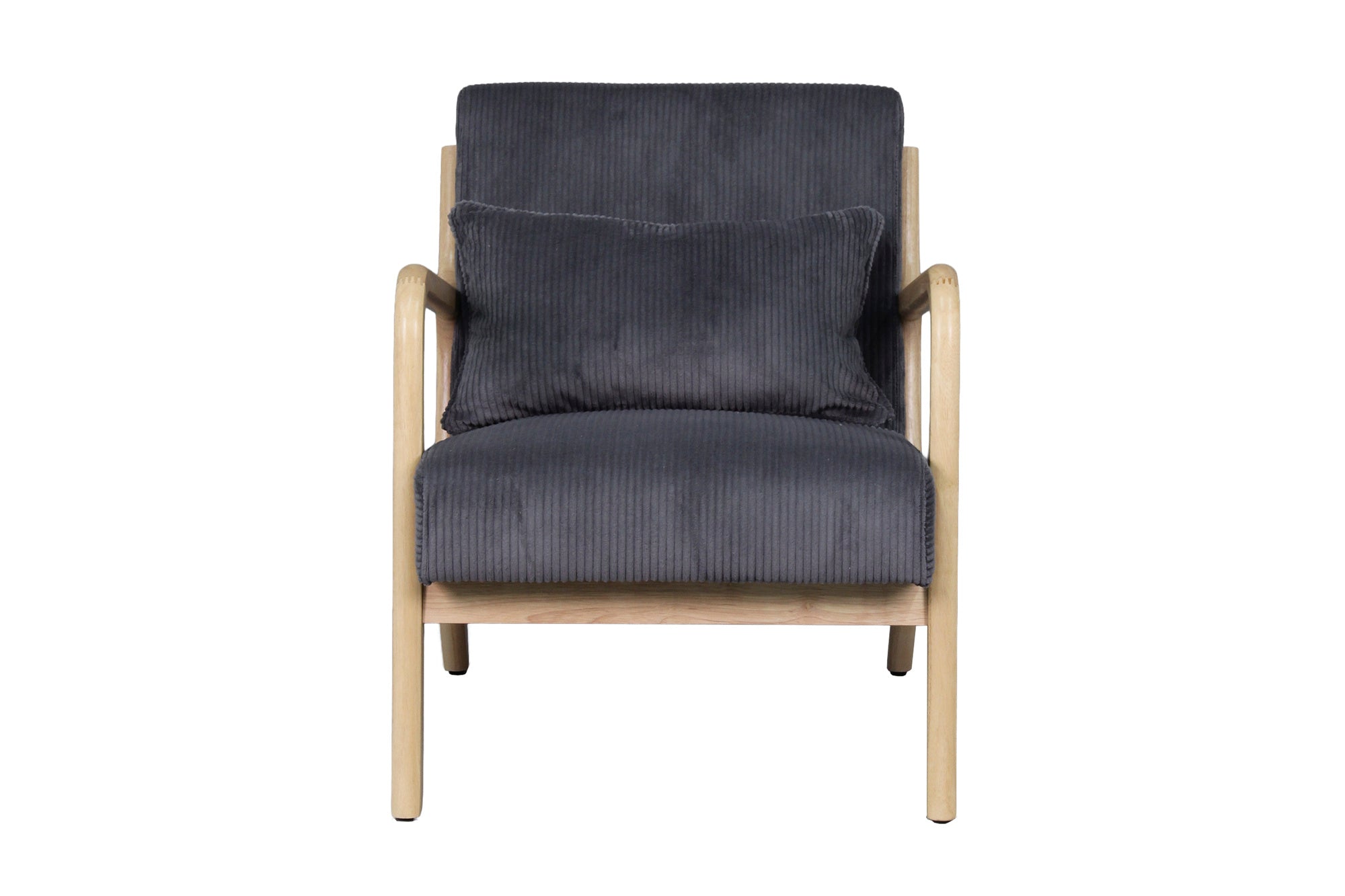 Sessel NOHR / Grob-Cord off-white oder grau / Gestell und Armlehnen Massivholz natur / B 65,5, H 78, T 84 cm