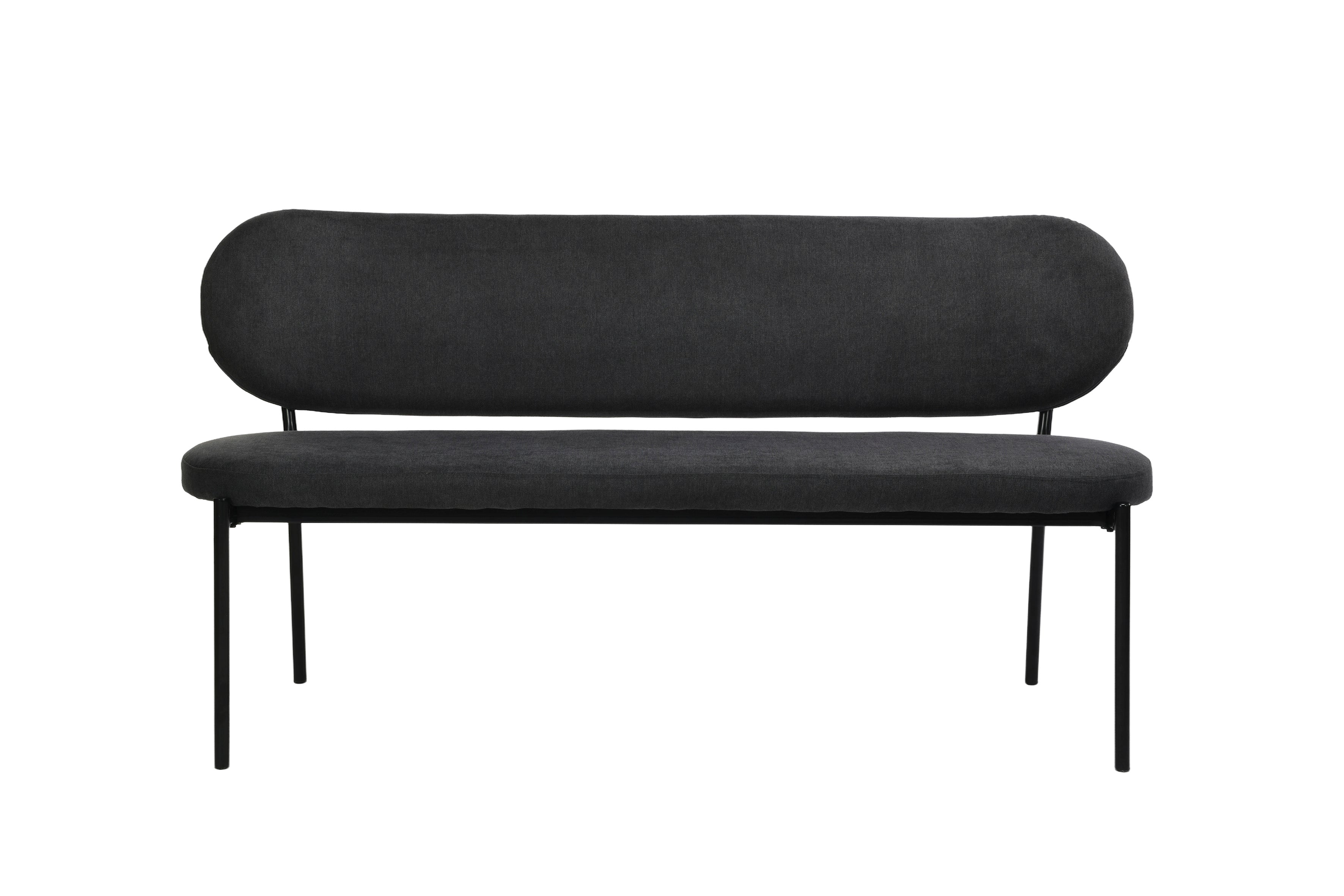 Bank JERSEY / Webstoff dunkelgrau oder / Gestell Metall schwarz / Bank mit Rückenlehne / B 160, H 82, T 62 cm