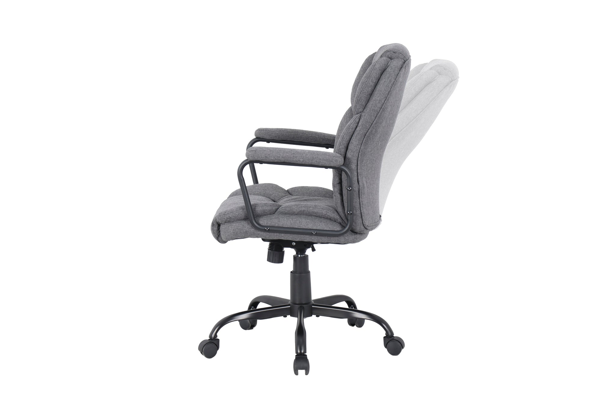 Chefsessel STING/ Gaming-Chair/ Metall schwarz pulverbeschichtet/ Webstoff grau/ Armlehnen gepolstert/ Wippmechanik/ Sicherheitsdoppelrollen / B 57, H 99-109, T 67 cm