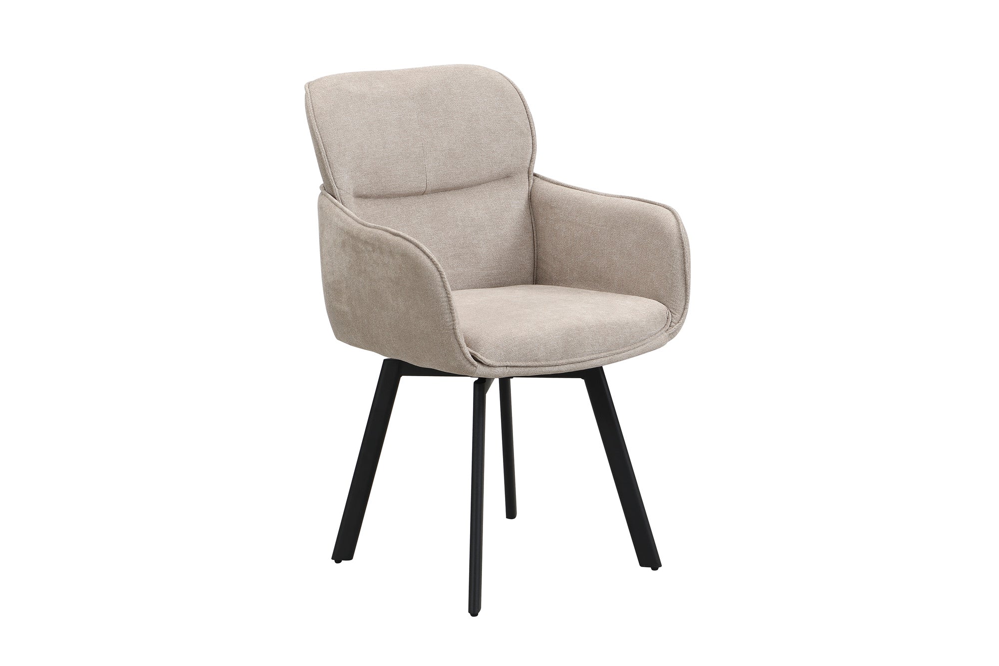 Stuhl 2-er Set RICO / Webstoffbezug in dunkelgrau oder taupe, Gestell in schwarz / 360° drehbar / Esszimmerstuhl / Küchenstuhl / B 61 x H 90 x T 63 cm