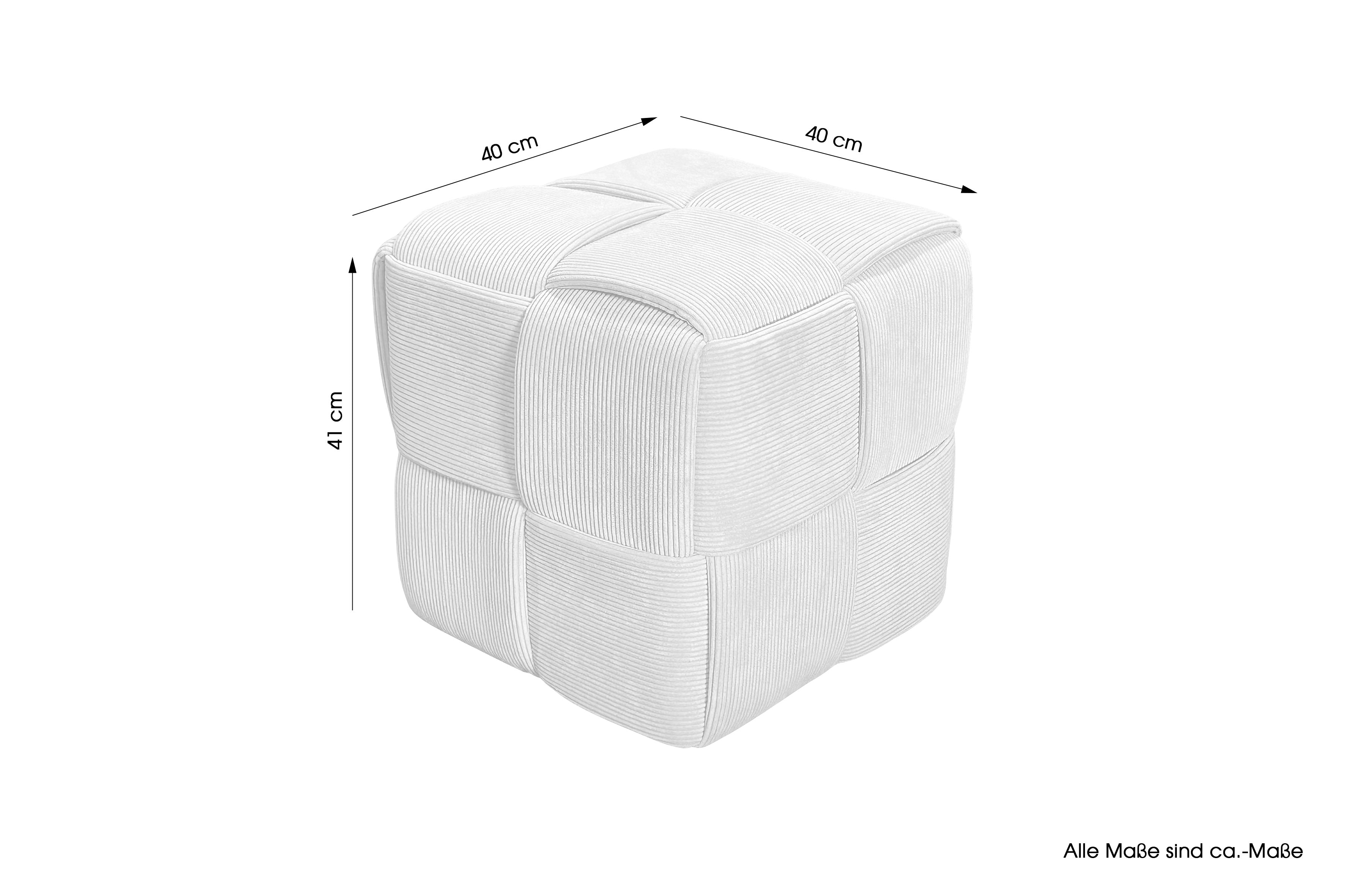 Pouf URBAN / Cord beige, dunkelgrün oder grau / Vollpolster / Hocker / B 40, H 40, T 40 cm