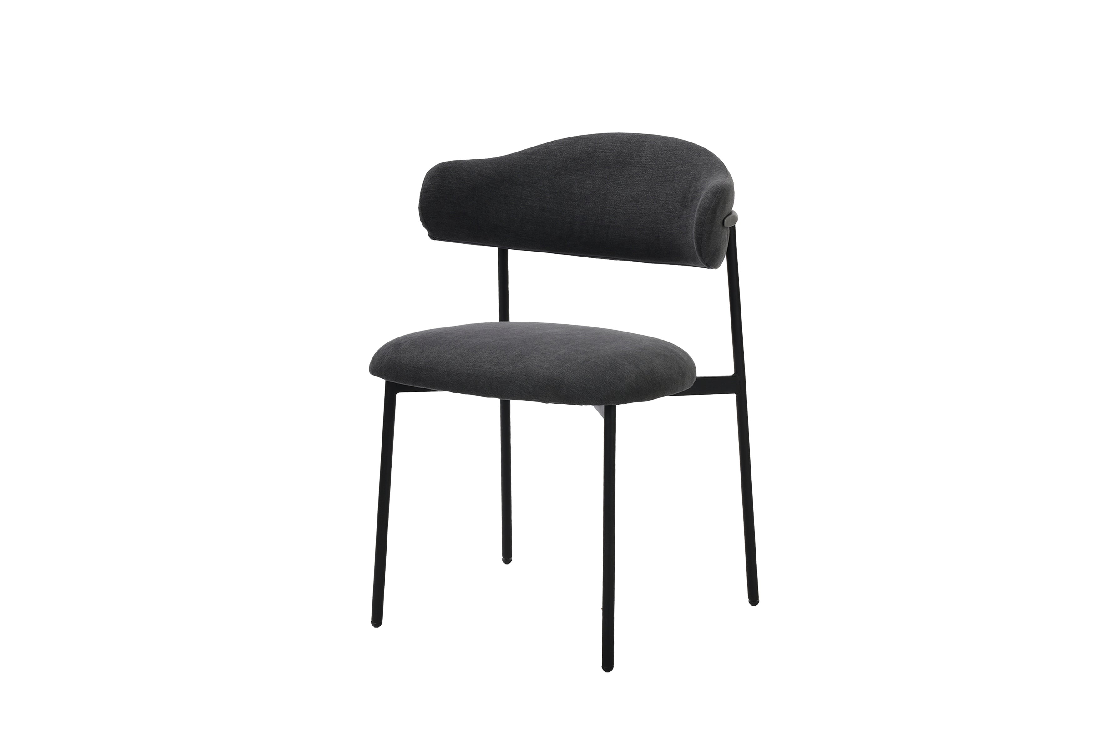 Esszimmerstuhl 2er Set JERSEY / Webstoff dunkelgrau oder taupe / Gestell Metall schwarz / B 58, H 78, T 54,5 cm