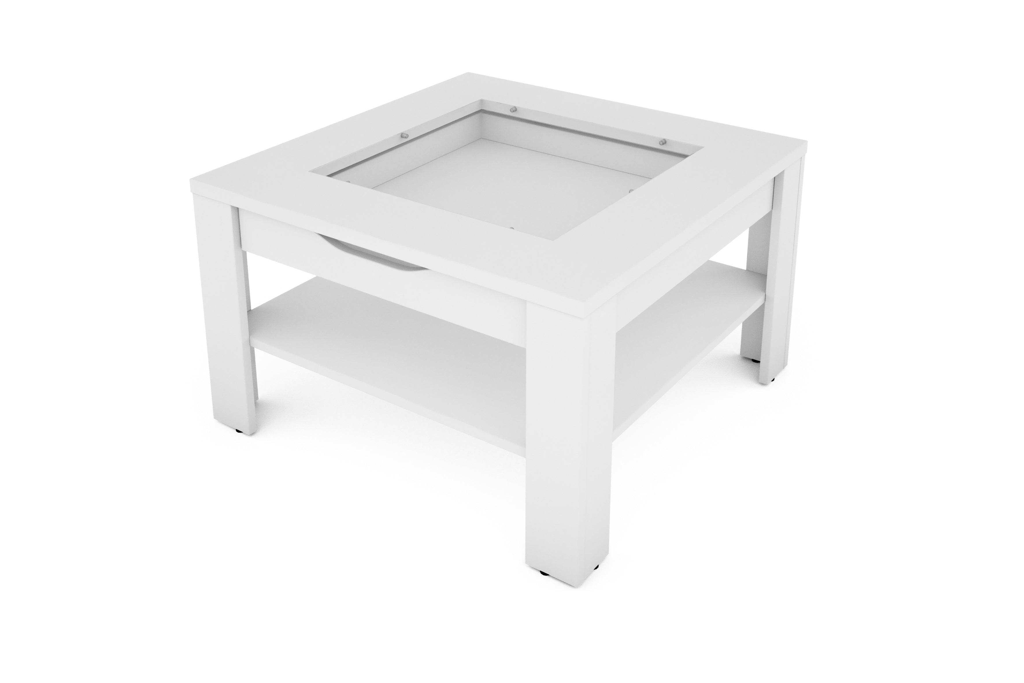Couchtisch RALPH / moderner Sofatisch mit Glaseinlage und großzügiger Schublade / in Old Wood-Optik, weiß oder Artisan Eiche / Beistelltisch mit viel Stauraum / B 67, H 43, T 67 cm