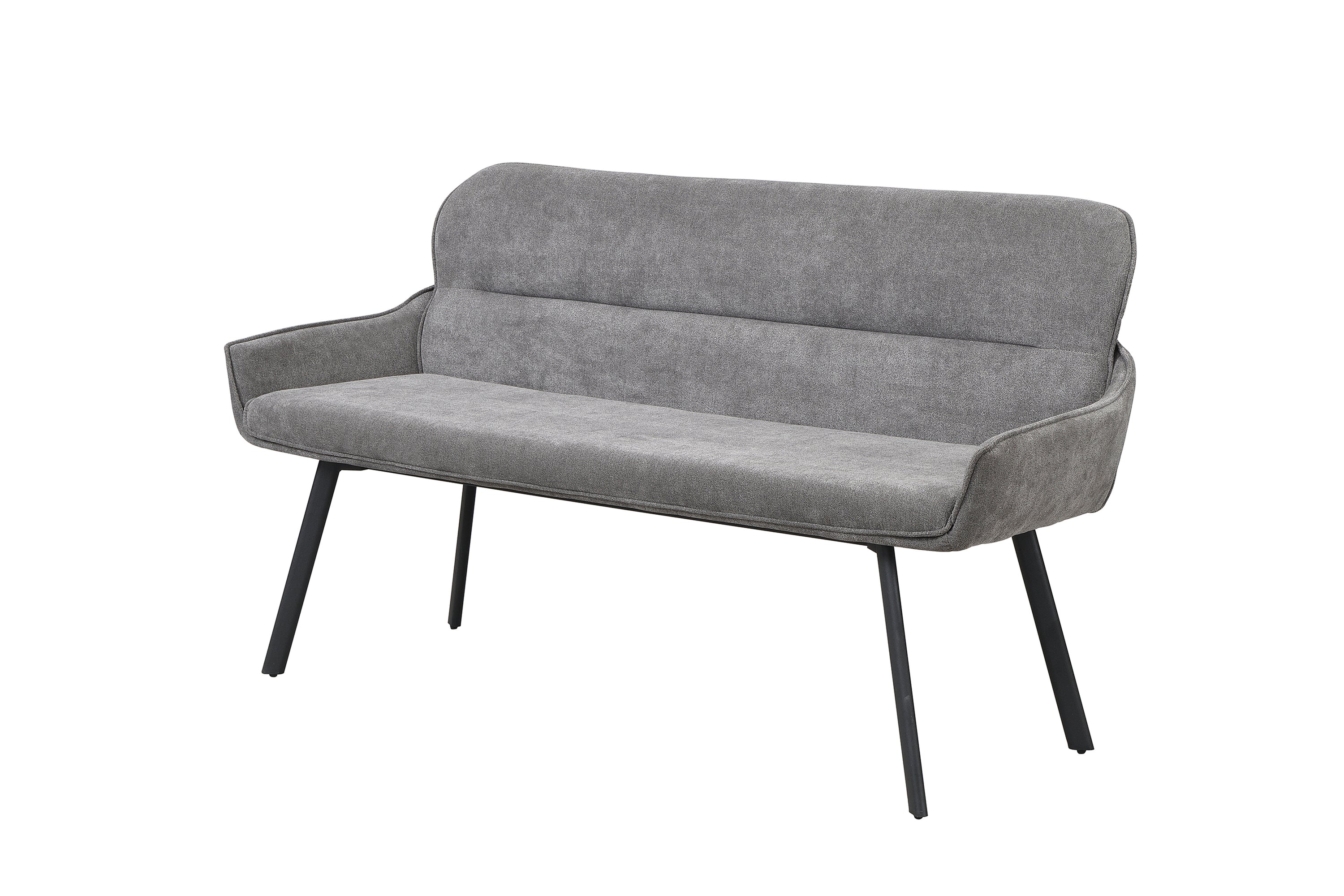 Bank RICO / Webstoffbezug in dunkelgrau oder taupe, Gestell in schwarz / Taschenfederkern, aufgedoppelter Rücken / Esszimmerbank, Sitzbank / B 140 x H 90 x T 62 cm oder B 160 x H 90 x T 62 cm
