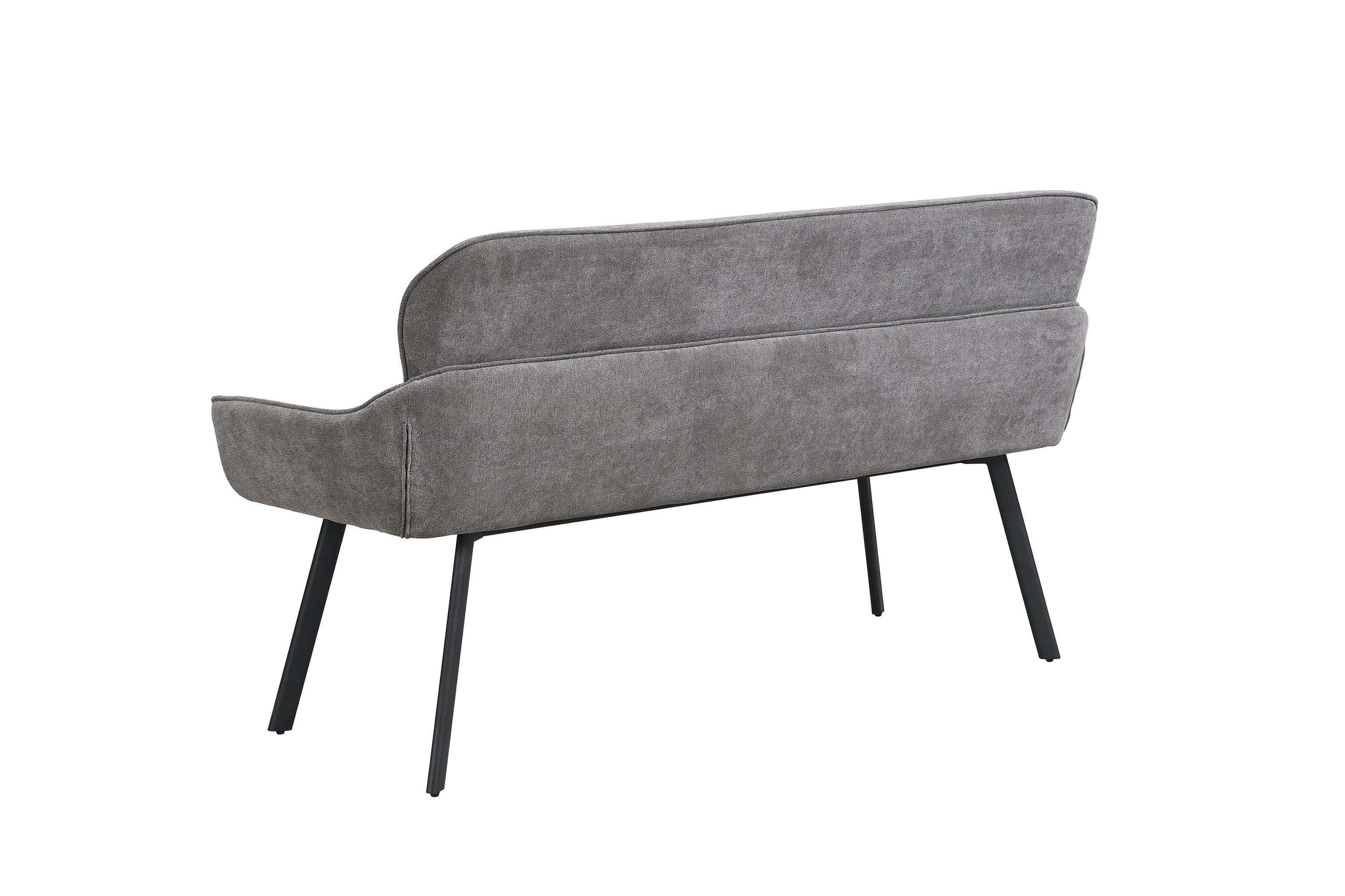 Bank RICO / Webstoffbezug in dunkelgrau oder taupe, Gestell in schwarz / Taschenfederkern, aufgedoppelter Rücken / Esszimmerbank, Sitzbank / B 140 x H 90 x T 62 cm oder B 160 x H 90 x T 62 cm