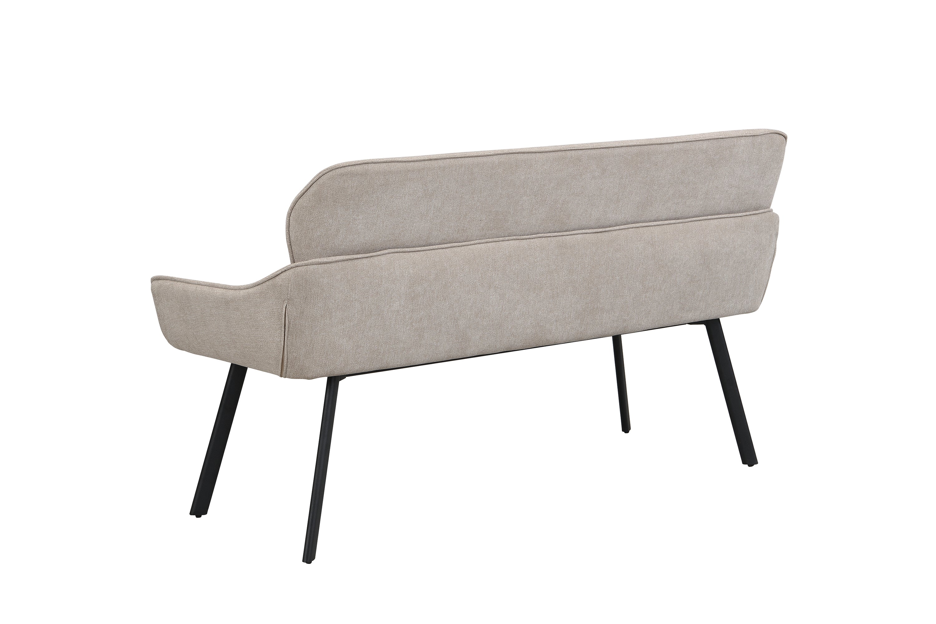 Bank RICO / Webstoffbezug in dunkelgrau oder taupe, Gestell in schwarz / Taschenfederkern, aufgedoppelter Rücken / Esszimmerbank, Sitzbank / B 140 x H 90 x T 62 cm oder B 160 x H 90 x T 62 cm