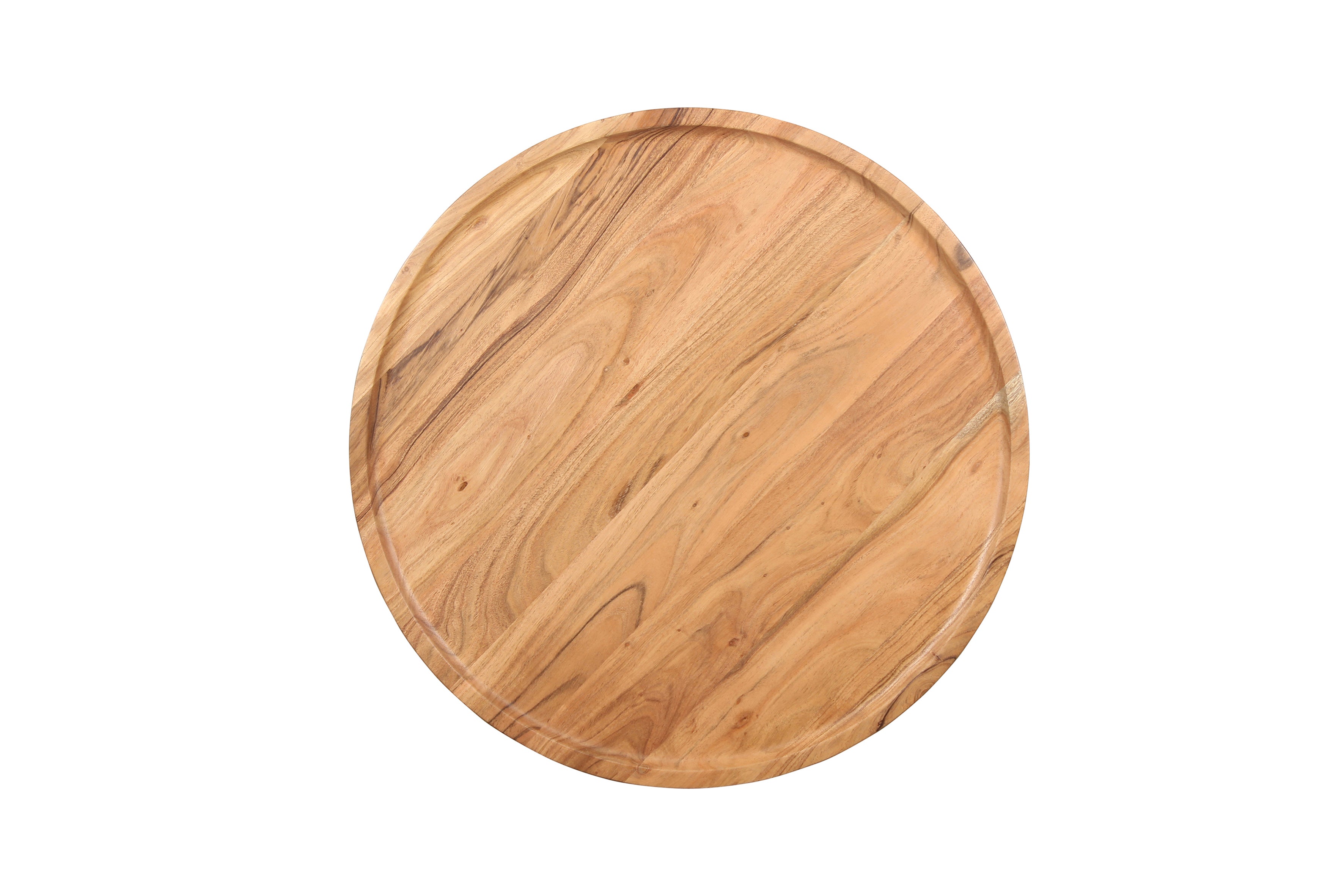 Couchtisch ROMY / moderner Couchtisch aus Akazienholz massiv und schwarzem Metallgestell / D 75, H 47,5 cm