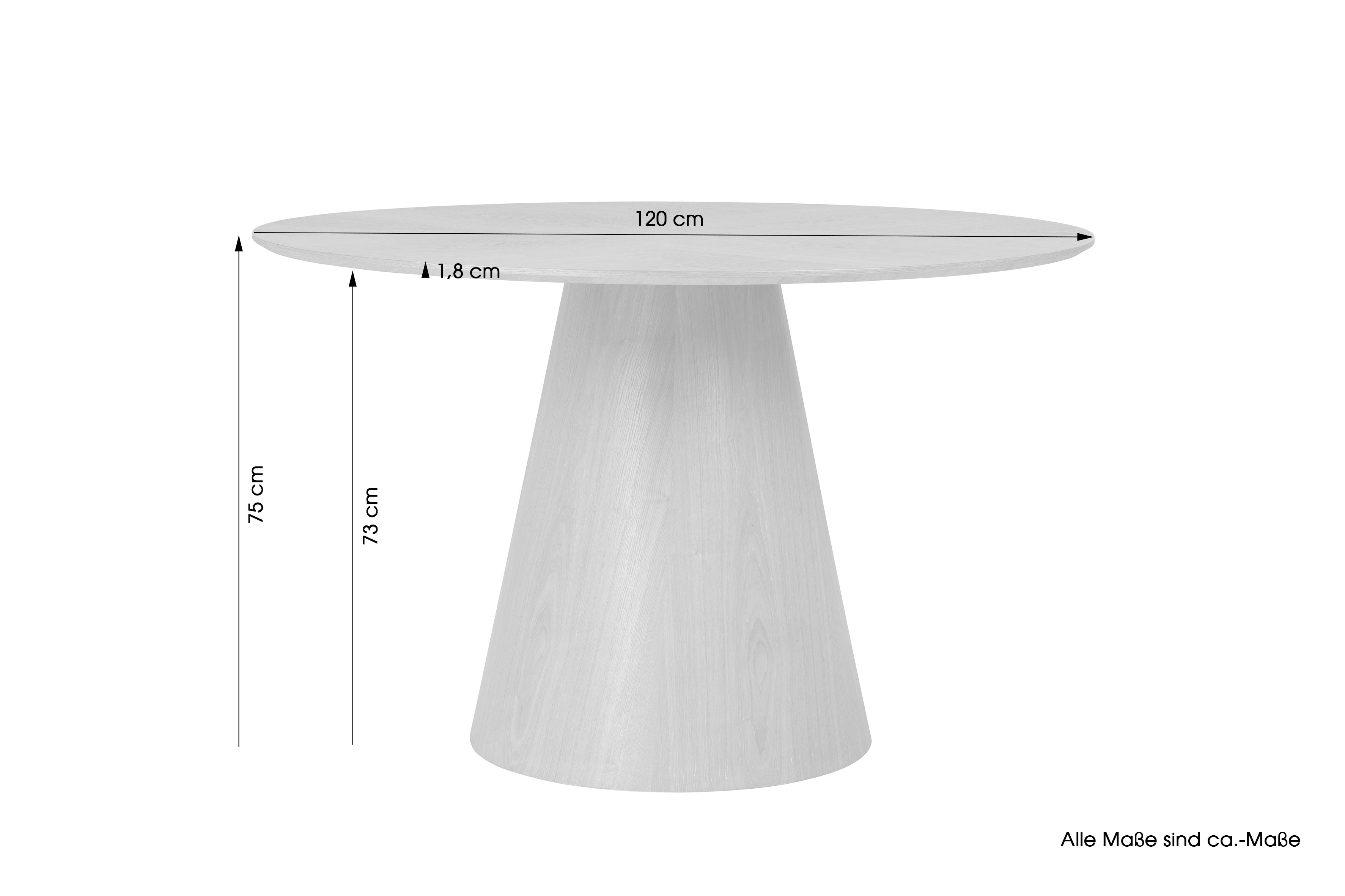 Esstisch ROND / runde Tischplatte / Echtholz-Furnier Eiche natur / für bis zu 5 Personen / D 120, H 75 cm